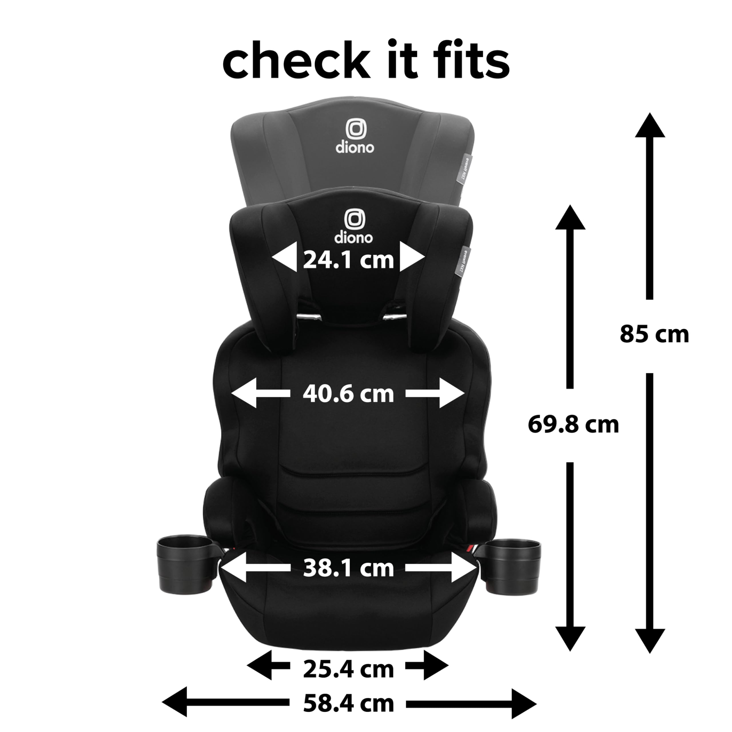 Diono Everett NXT High Back Booster Car Seat - Lightweight Slim Fit Design with Rigid LATCH System - Safe for Kids 4-12 Years (8 Years Use) - Black - Perfect for School Drop-offs & Family Road Trips