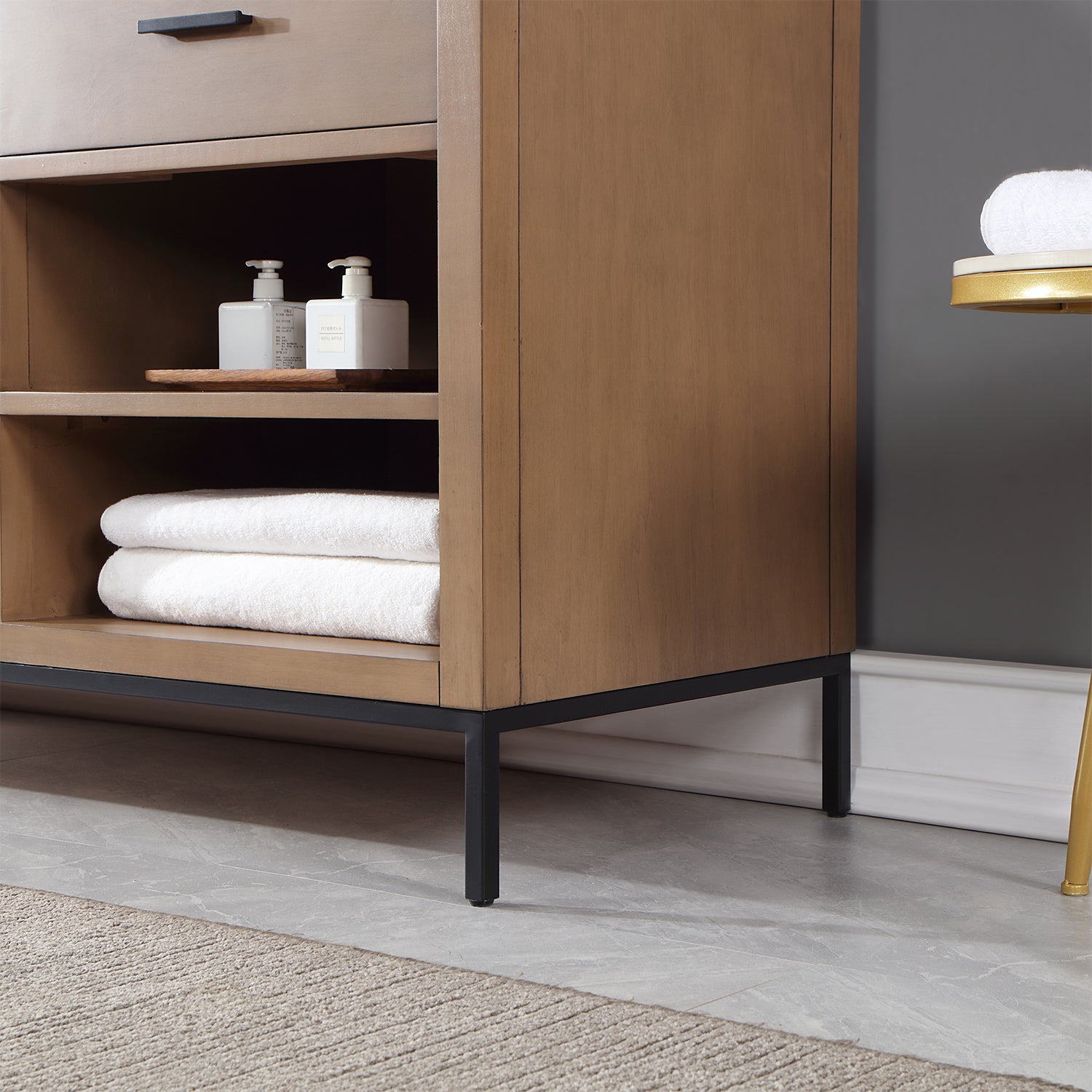 Kesia 60 Inch Double Sink Bathroom Vanity Set with Aosta White Composite Stone Countertop - Modern Bathroom Storage for Master Bath & Guest Bathroom