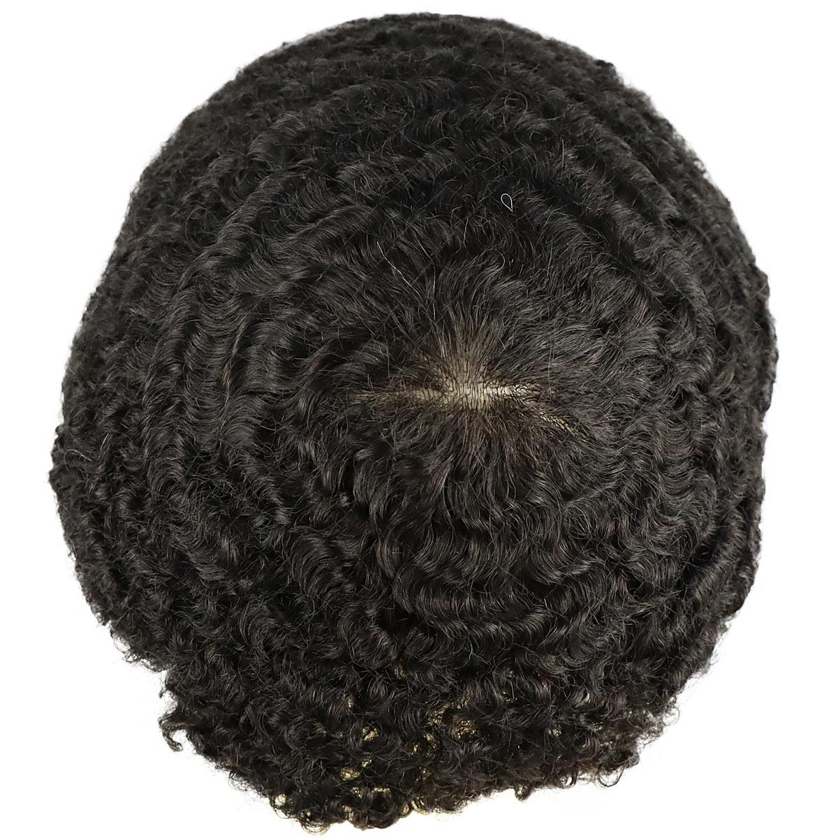 HAPPY&CC 8MM Men's Afro Wave Toupee - 100% Virgin Indian Human Hair - Thin Skin PU Base - Natural Hair Replacement System for Men - Perfect for Daily Wear, Parties & Special Occasions