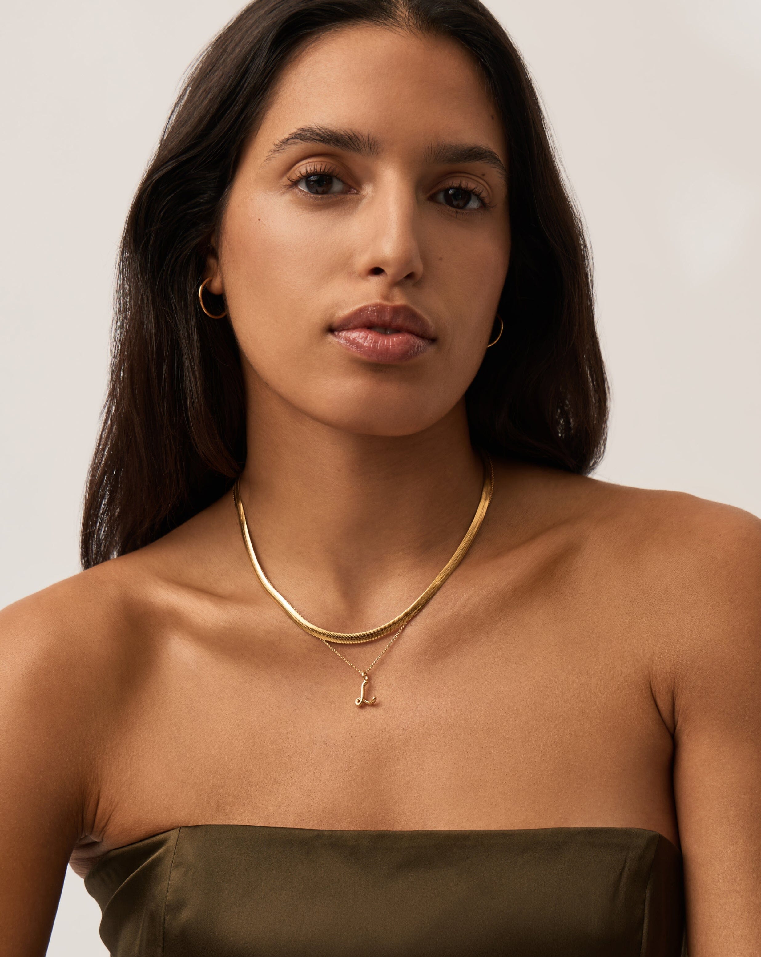 18k Gold Vermeil Curly Molten Mini Initial Necklace - Personalized Name Letter Pendant for Women, Gift for Her, Birthday, Anniversary, Valentine's Day