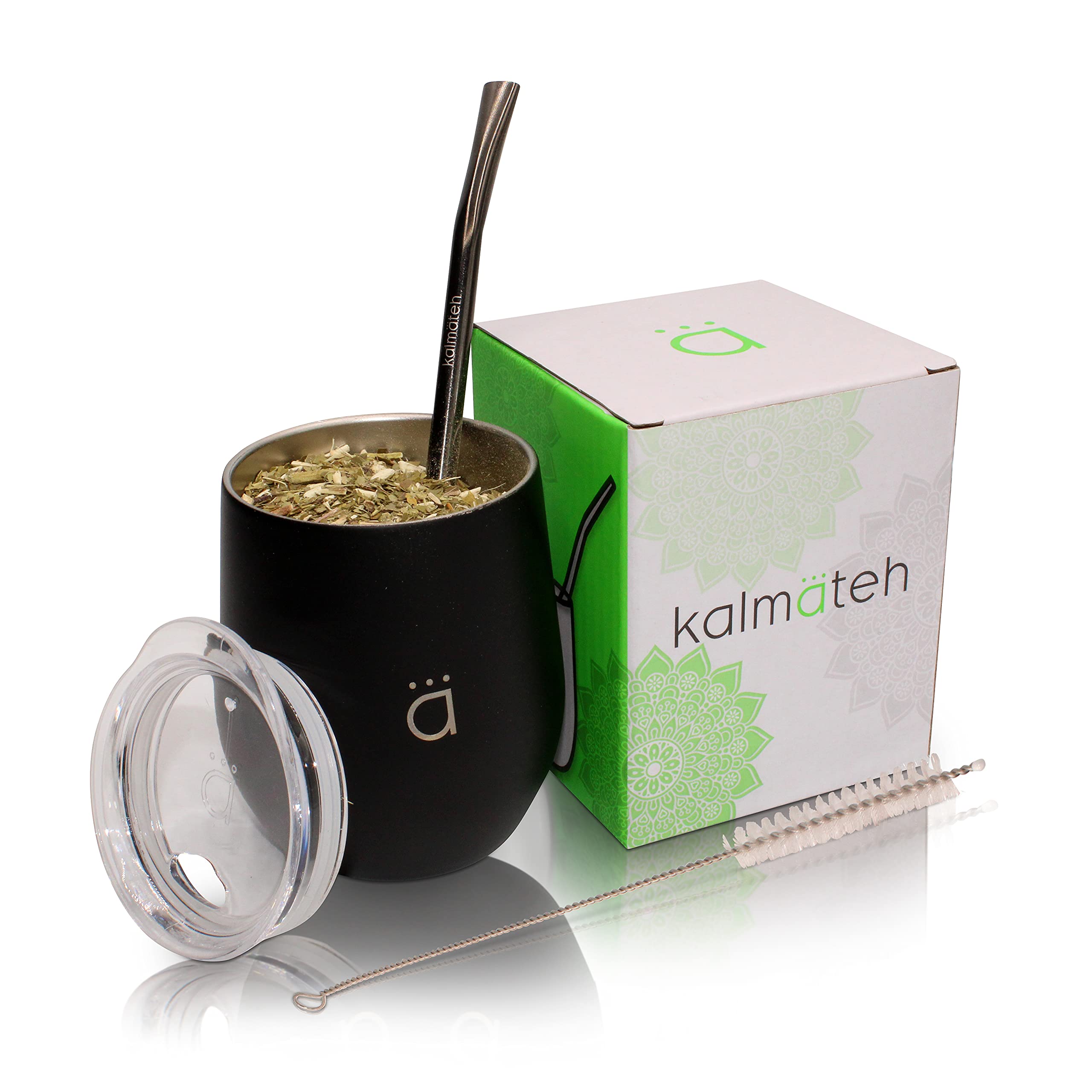Premium Yerba Mate Kit - Stainless Steel Gourd, Insulated Thermos, Alpaca Bombilla, Cleaning Brush & Organic Unsmoked Yerba Mate (8 oz) - Perfect for Travel, Camping & Outdoor Adventures - Black Matera Backpack Included