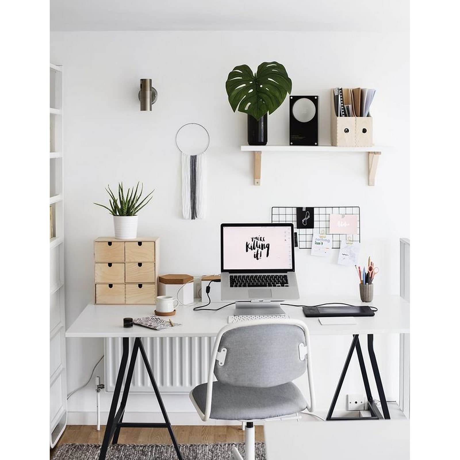Kaboon 55x27.5 Inch White Reversible Melamine Tabletop - Durable Wood Desktop for Home Office, Kitchen Countertop, Craft Table & Workspace Surface