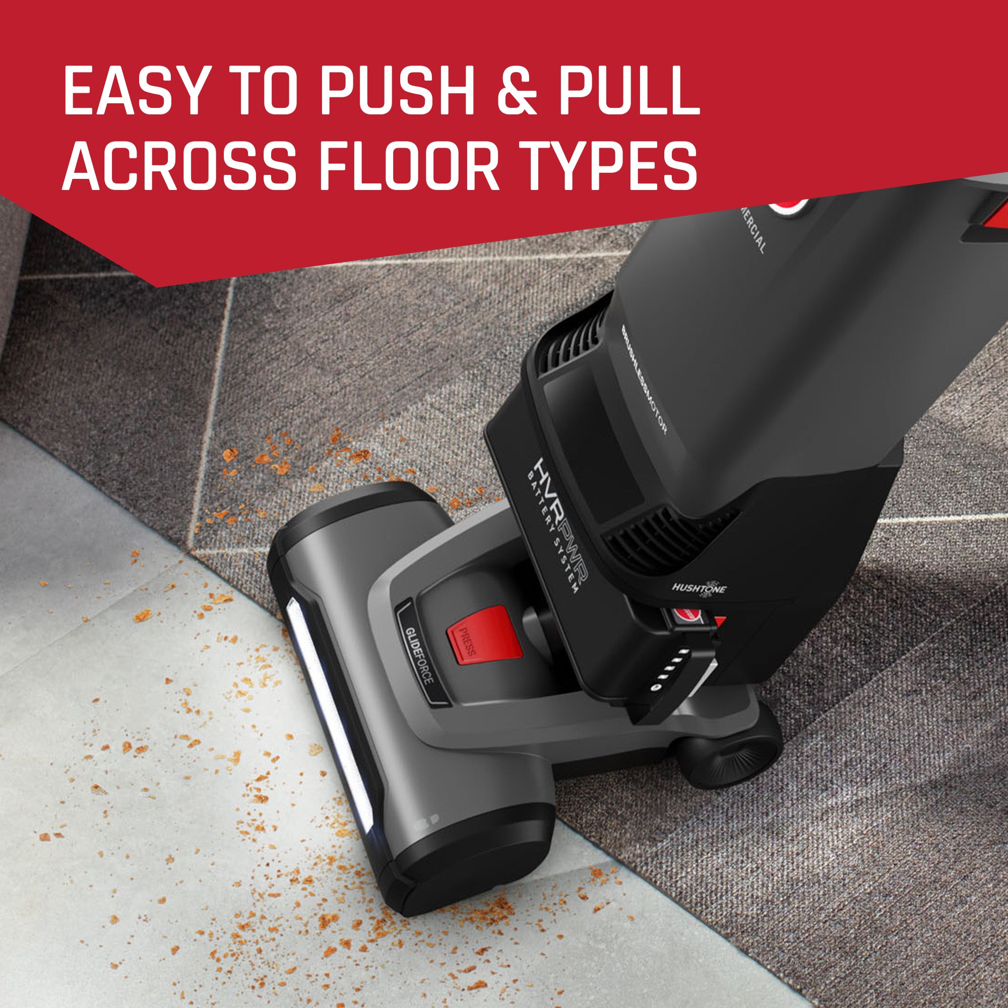 40V Brushless 12-Inch Commercial Upright Vacuum Cleaner with Attachments - No Battery Included - Ideal for Offices, Warehouses, and Large Spaces