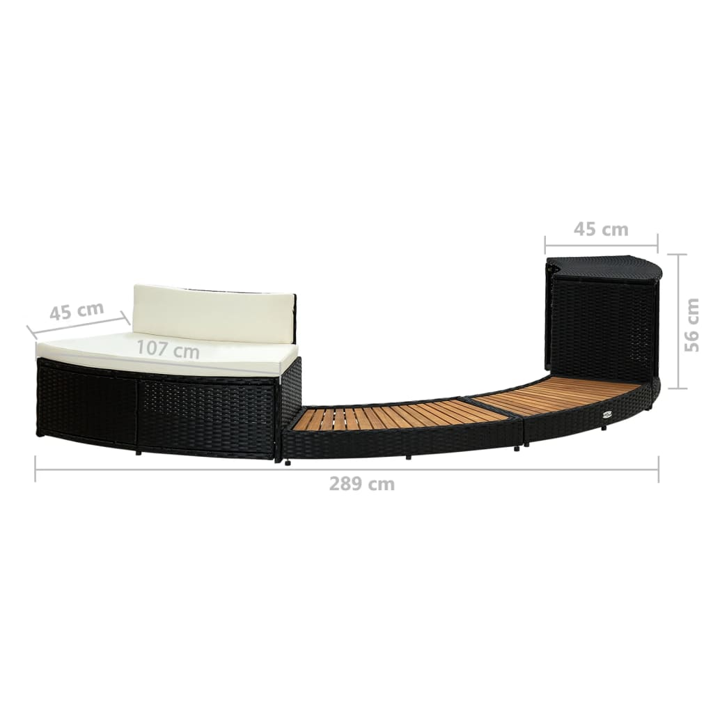 Premium Black Poly Rattan Spa Surround with Solid Acacia Wood Frame | Outdoor Hot Tub Enclosure for Patio, Garden & Backyard Relaxation