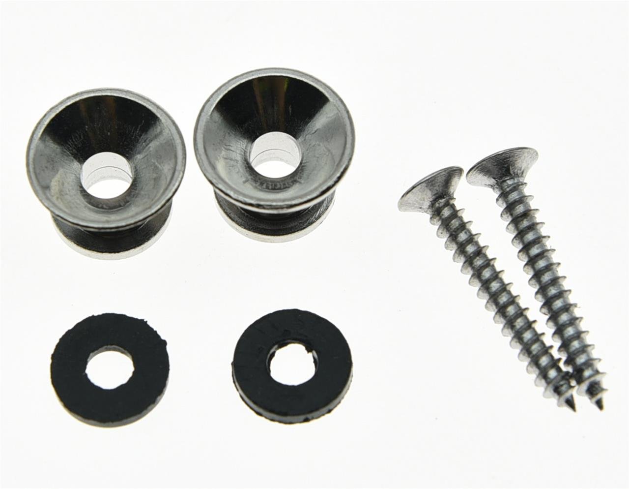 KAISH Chrome 2x Guitar Strap Buttons & End Pins - Premium Metal Strap Locks for Acoustic/Electric Guitars - Secure Strap Attachment for Performances & Practice