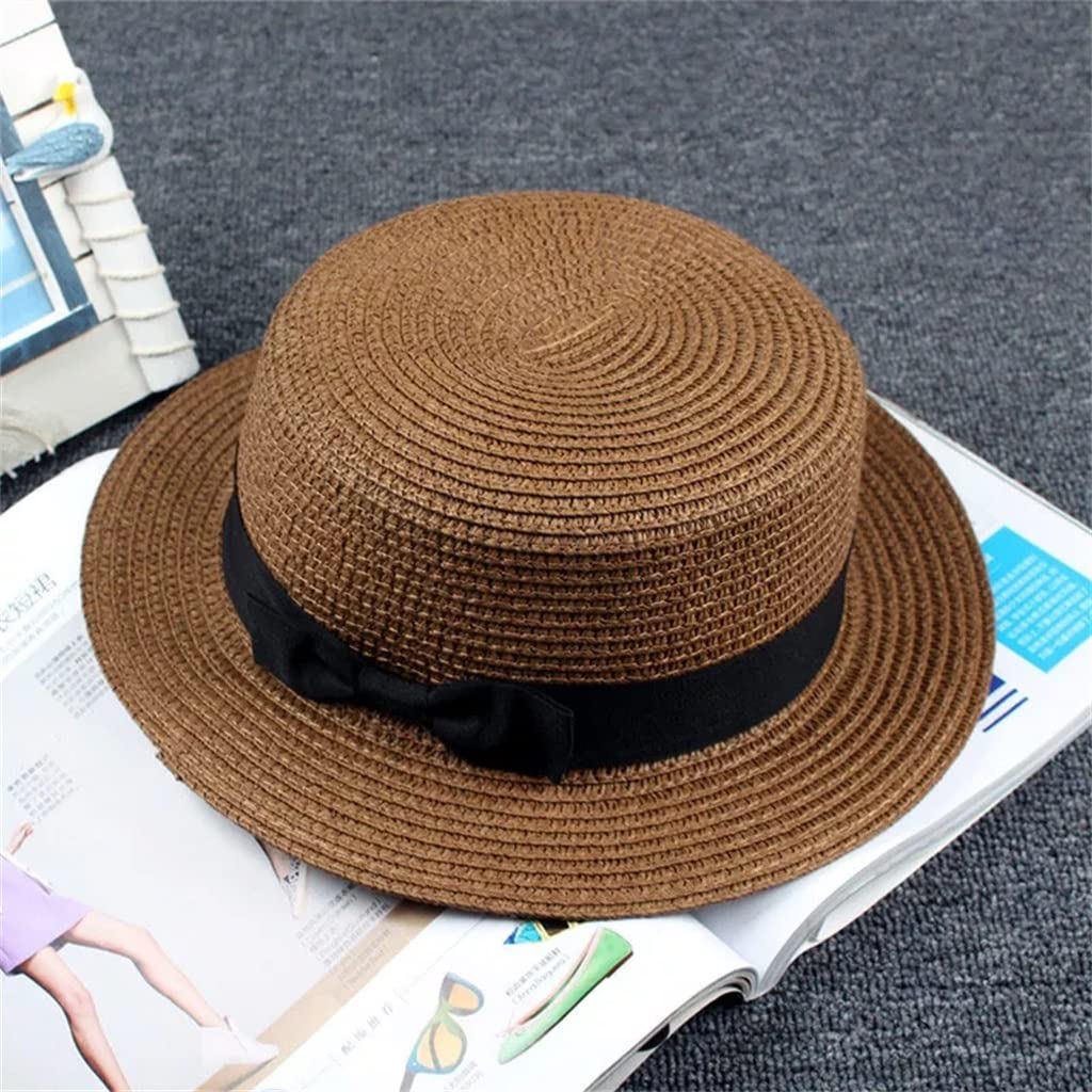 SHZBCDN Women's Summer Beach Hat - Wide Brim Sun Hat with Bow for UV Protection, Size 56-58cm - Perfect for Outdoor Activities, Vacations, and Beach Trips
