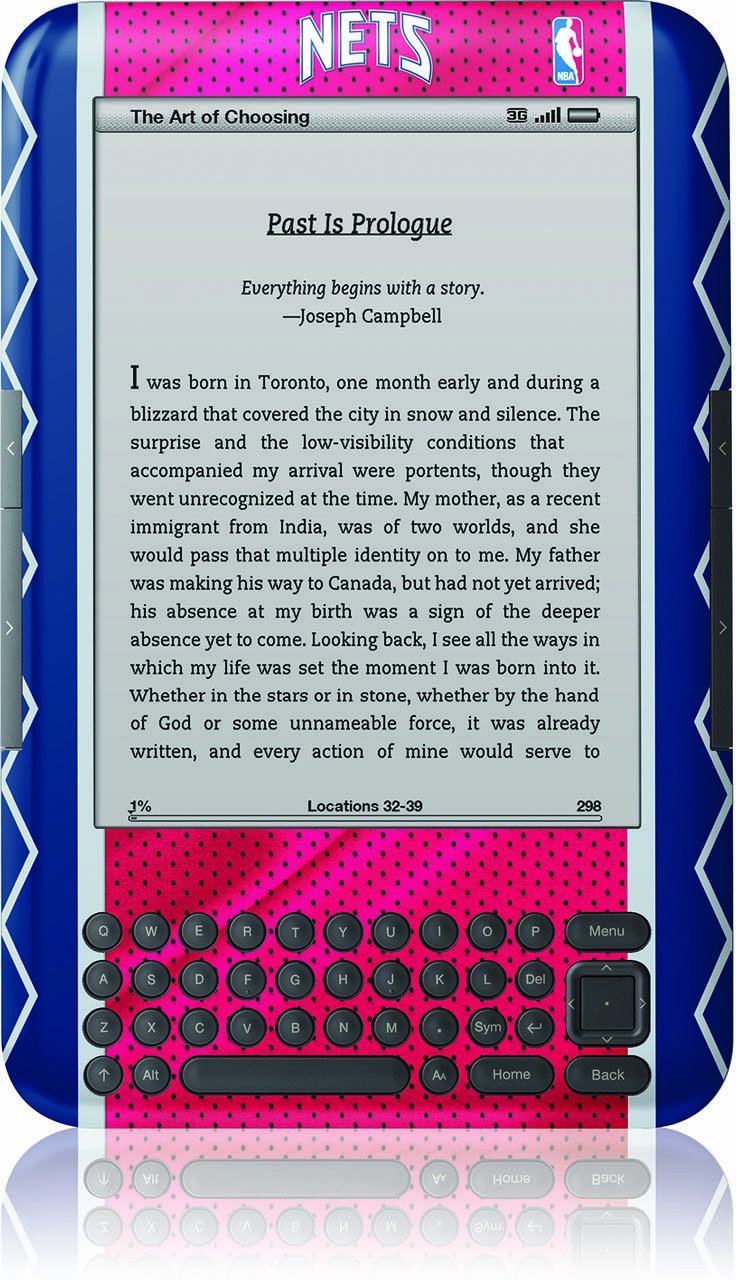 Skinit Custom Skin for Kindle Keyboard - New Jersey Nets Design | Protective Cover for Kindle 3 | Perfect for Travel, Work & Home Use