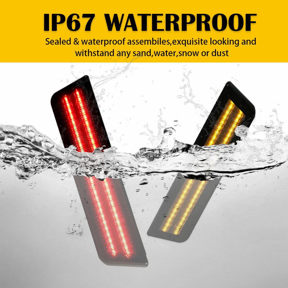 2008-2014 Dodge Challenger & 2011-2014 Charger LED Side Marker Lights - Front & Rear Red/Yellow Replacement - Enhance Visibility & Style for Night Driving & Car Shows