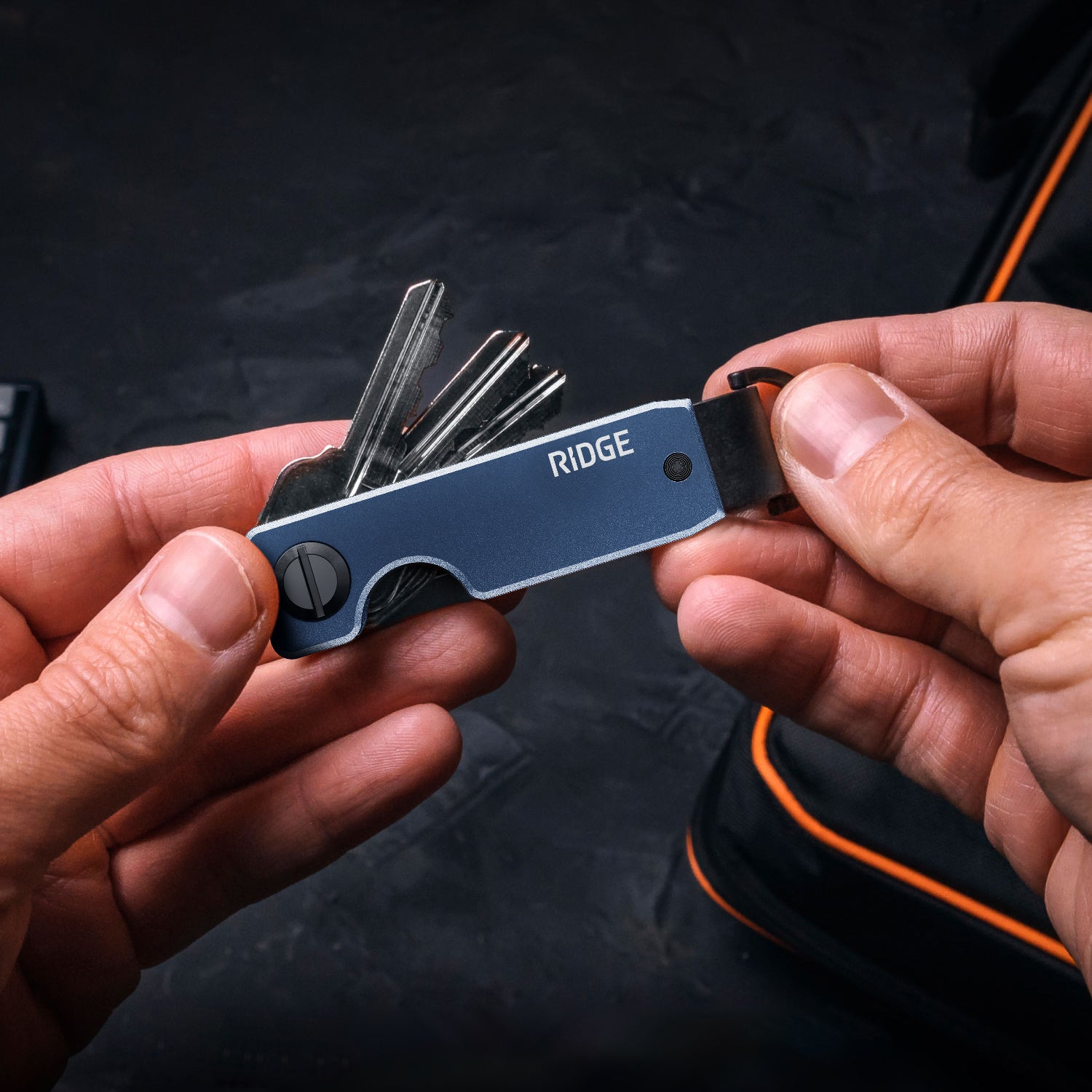 The Ridge KeyCase - Slim RFID Blocking Aluminum Key Holder for Men & Women | Alpine Navy | Secure & Compact Key Organizer for Home, Office & Travel