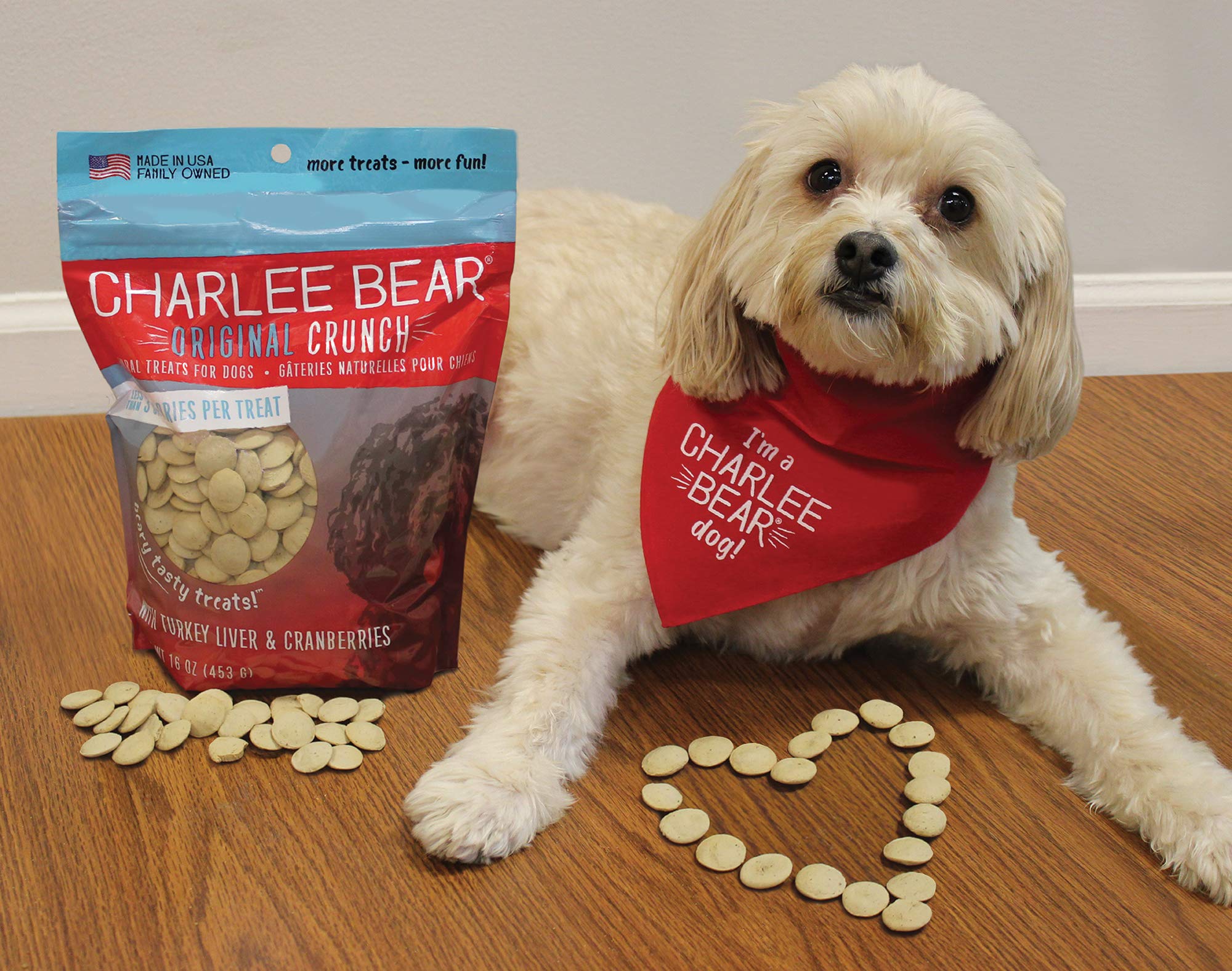 Charlee Bear Original Dog Treats - Turkey Liver & Cranberries, 16 oz - Grain Free, All Natural Training Snacks for Small & Large Dogs - Perfect for Reward, Training & Outdoor Adventures