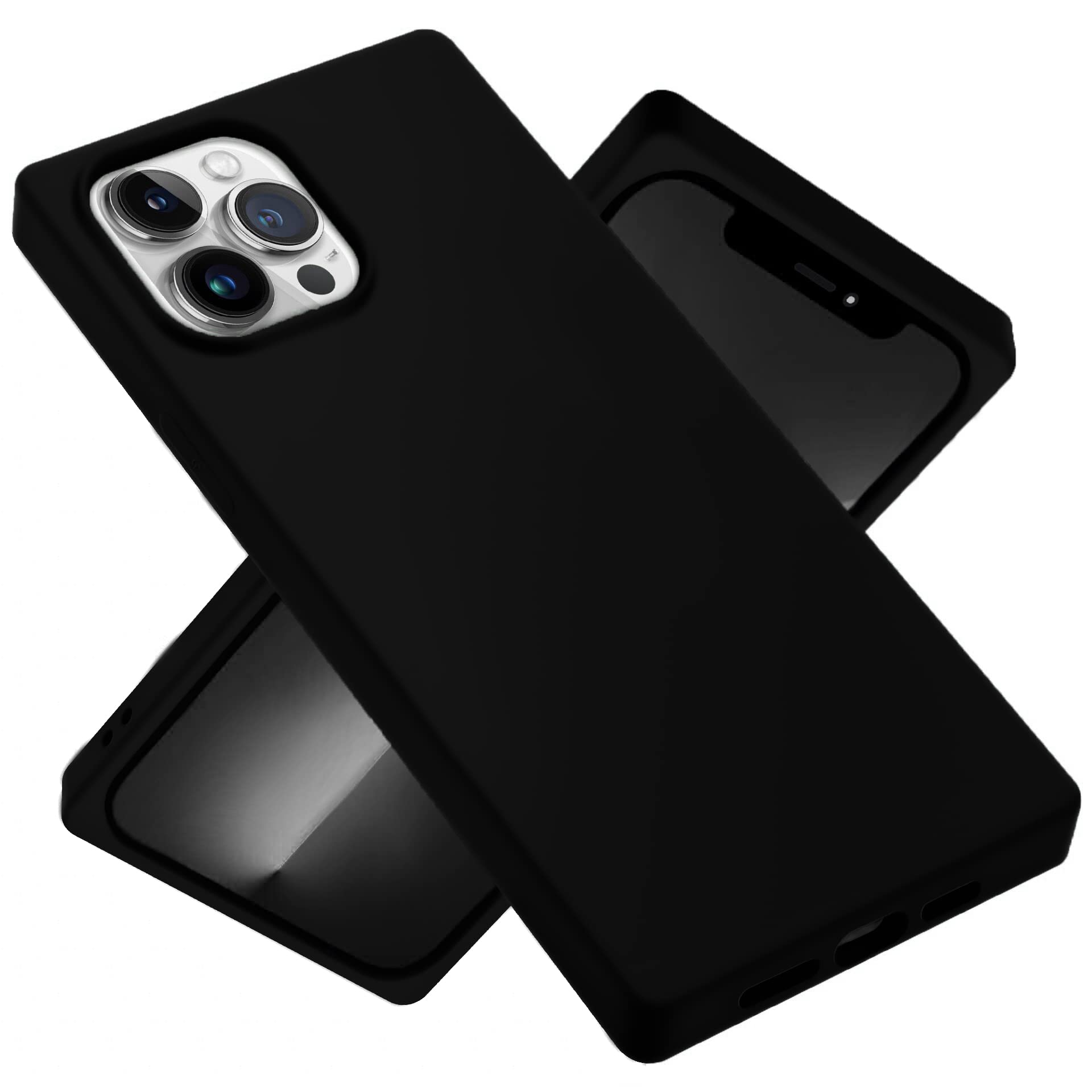 Jmltech Square Silicone Case for iPhone 13 Pro Max - Slim, Shockproof & Flexible Protective Cover - Cute Black Phone Case for Women & Girls - Perfect for Everyday Use, Work & Travel