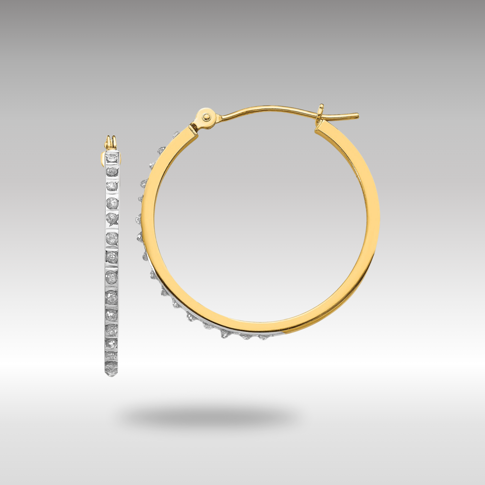 14K Gold Diamond Hinged Hoop Earrings for Women - Elegant Round Stud Earrings for Everyday Wear & Special Occasions