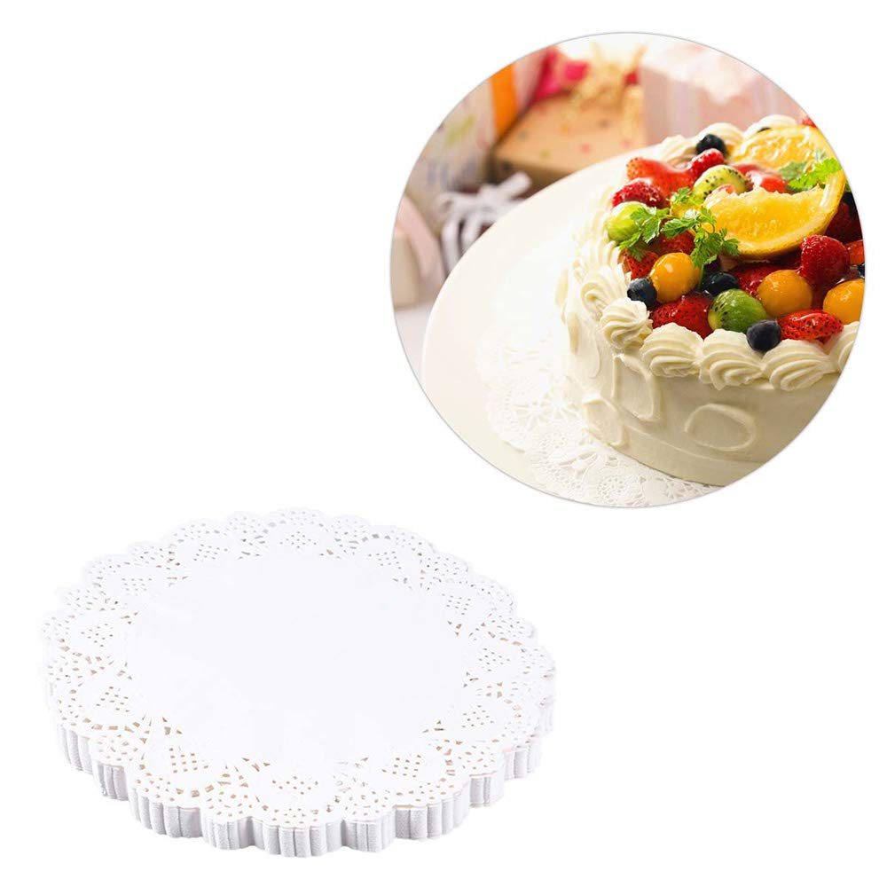 Tim&Lin 5 Inch Round White Lace Paper Doilies - 100 Pack Disposable Decorative Placemats for Wedding, Birthday Party, Cake & Dessert Display - Elegant Tableware Decor for Tea Parties, Buffets and Special Events