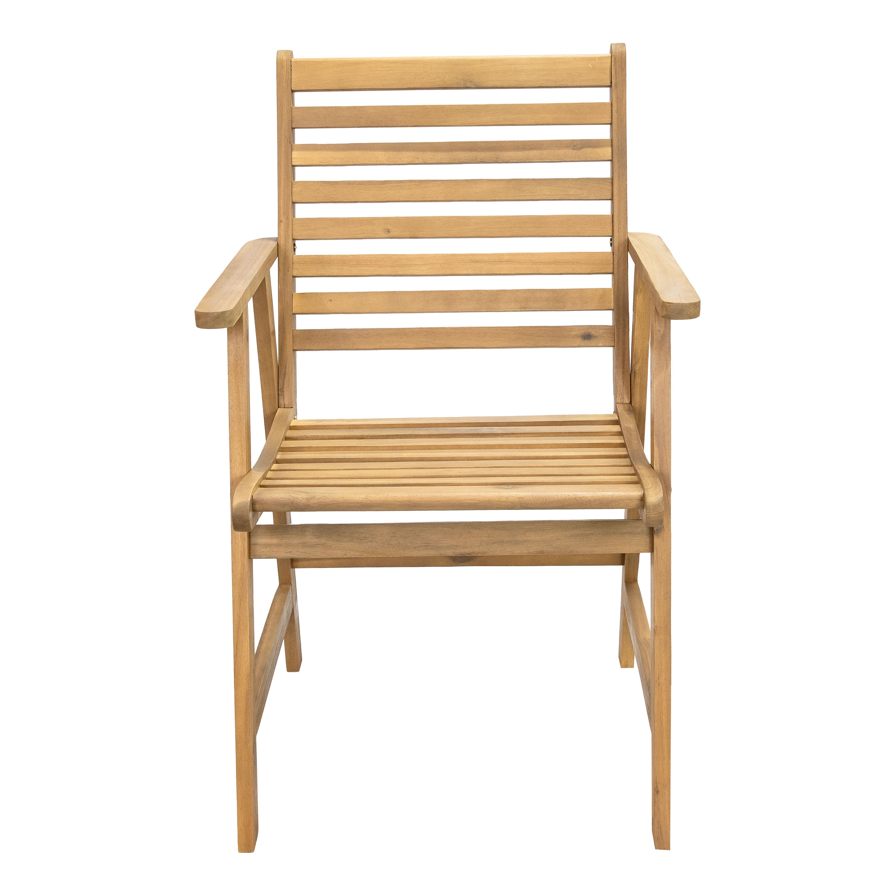 Premium Acacia Wood Outdoor Dining Chairs with Arms - Set of 2, Weather-Resistant Patio Furniture for Backyard, Deck, Garden & Poolside Dining