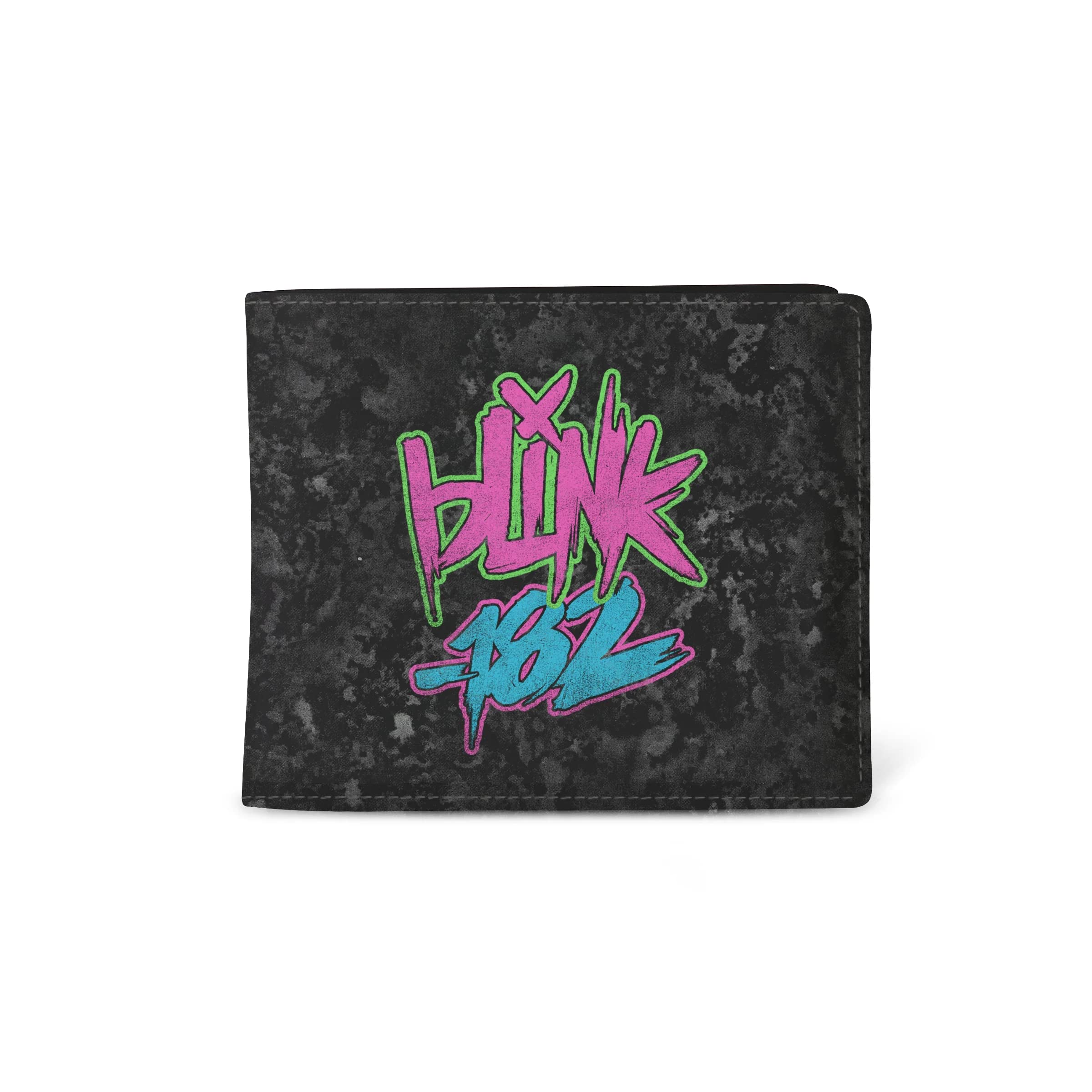 Rocksax Blink 182 Logo Wallet for Men - Punk Rock Bifold Leather Wallet with ID Window - Perfect for Concerts, Travel and Everyday Use