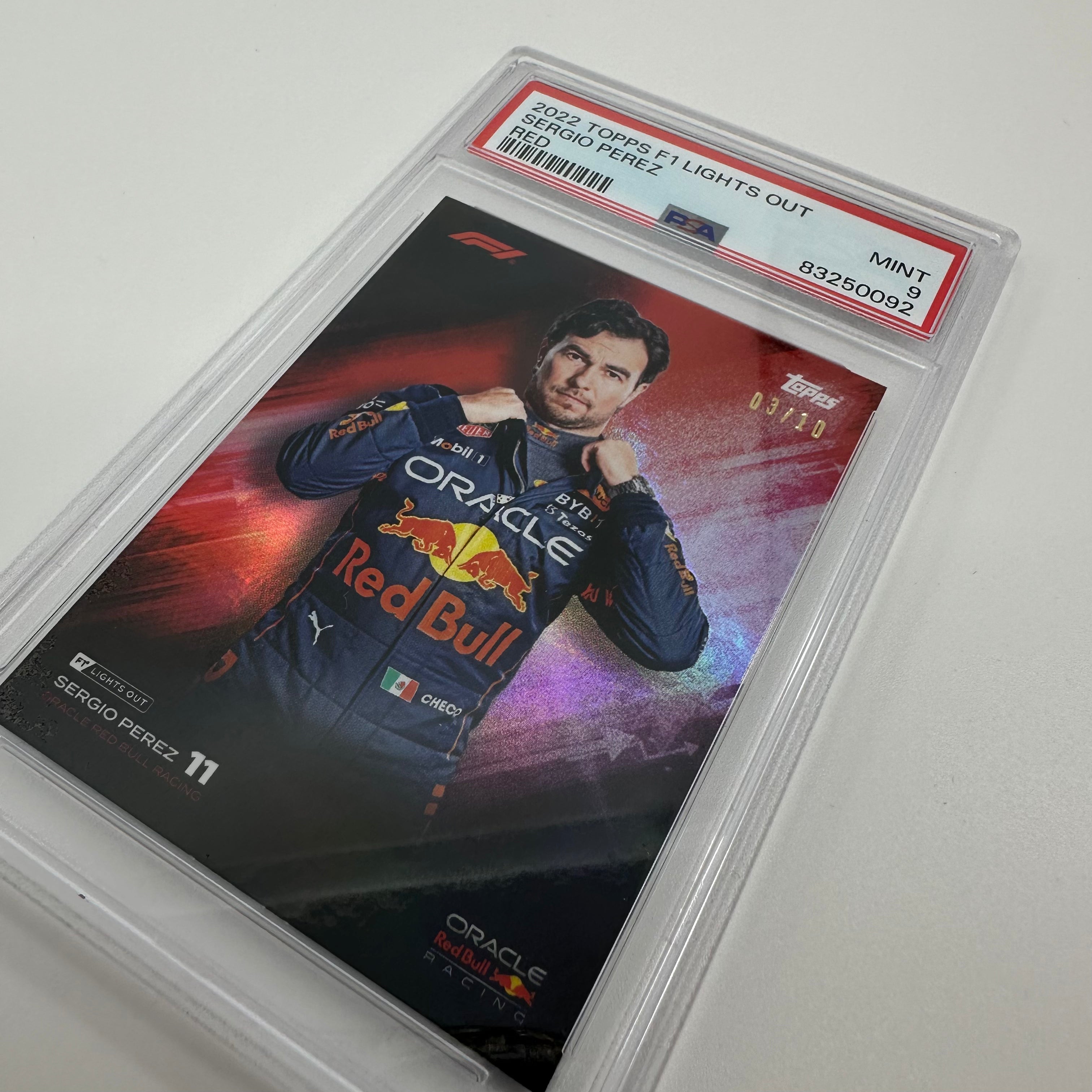PSA 9 Graded 2003/10 Sergio Perez Red Bull Racing F1 Rookie Card - Perfect for Collectors & Formula 1 Fans Display