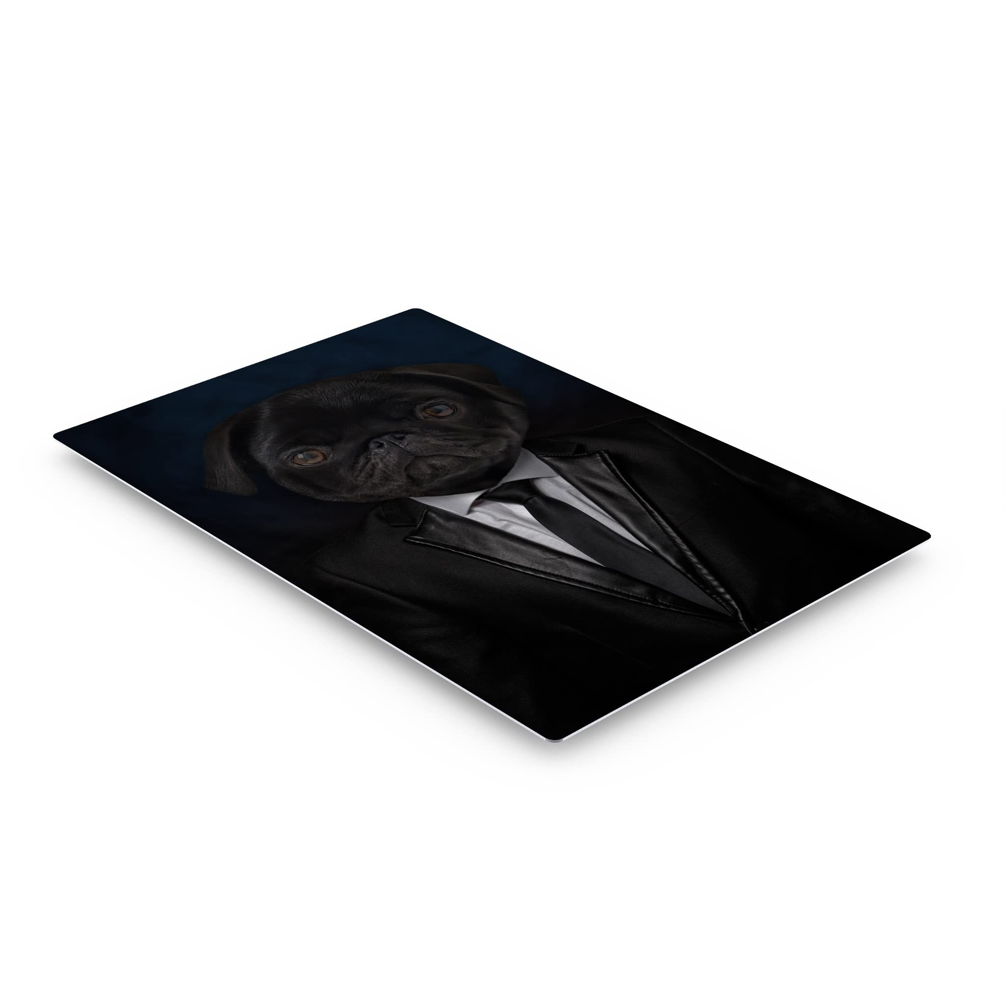 Premium Metal Wall Art Print - Portrait of a Businessman Pug Dog in Suit | Unique Pet Owner Gift for Dog Lovers, Office Decor, Living Room & Bedroom Wall Art | Made in USA (36x24 Inches) - Perfect for Home, Office, Nursery & Gift Giving