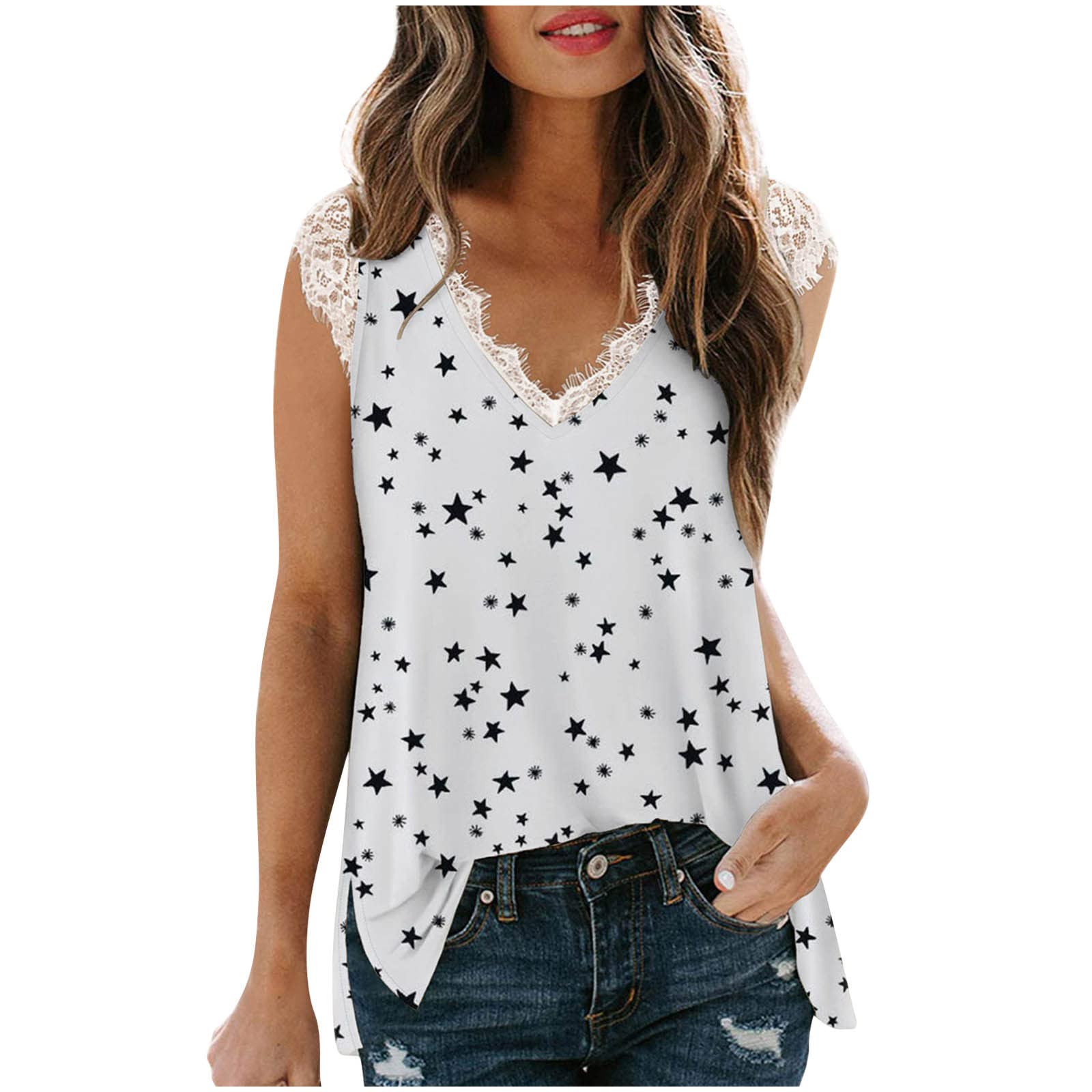 Women's Sleeveless Casual Lace Vest Tops - Floral Printed Basic Tank Blouse for Summer | Perfect for Beach, Party & Everyday Wear