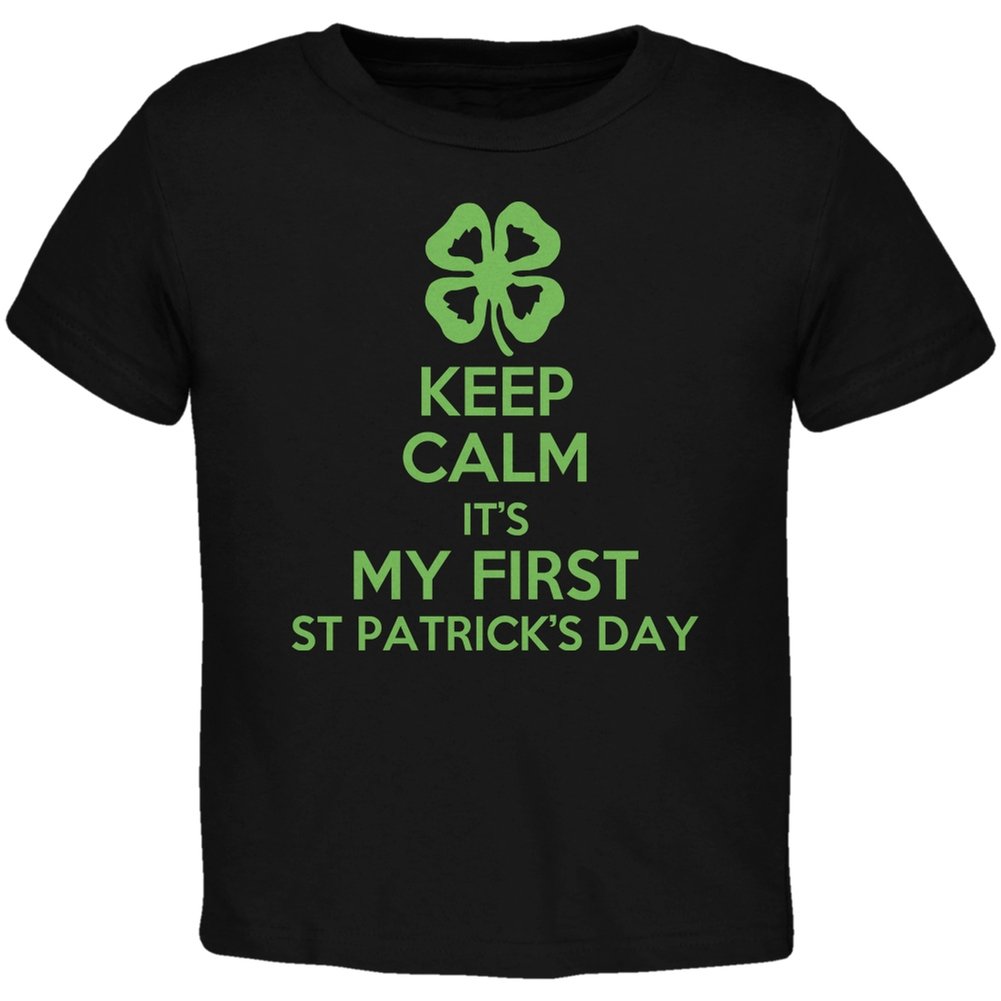 First St. Patrick's Day Clover Black Toddler T-Shirt for Boys & Girls - 3T Size | Cute Irish Holiday Outfit for Baby & Kids