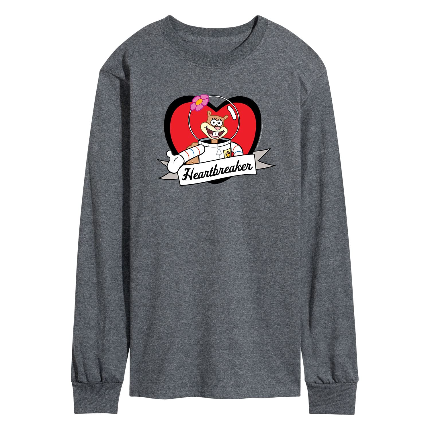 HYBRID APPAREL Spongebob Squarepants Heartbreaker Men's Long Sleeve Graphic T-Shirt | Cartoon Character Tee for Casual Wear, Gifts & Fan Merchandise