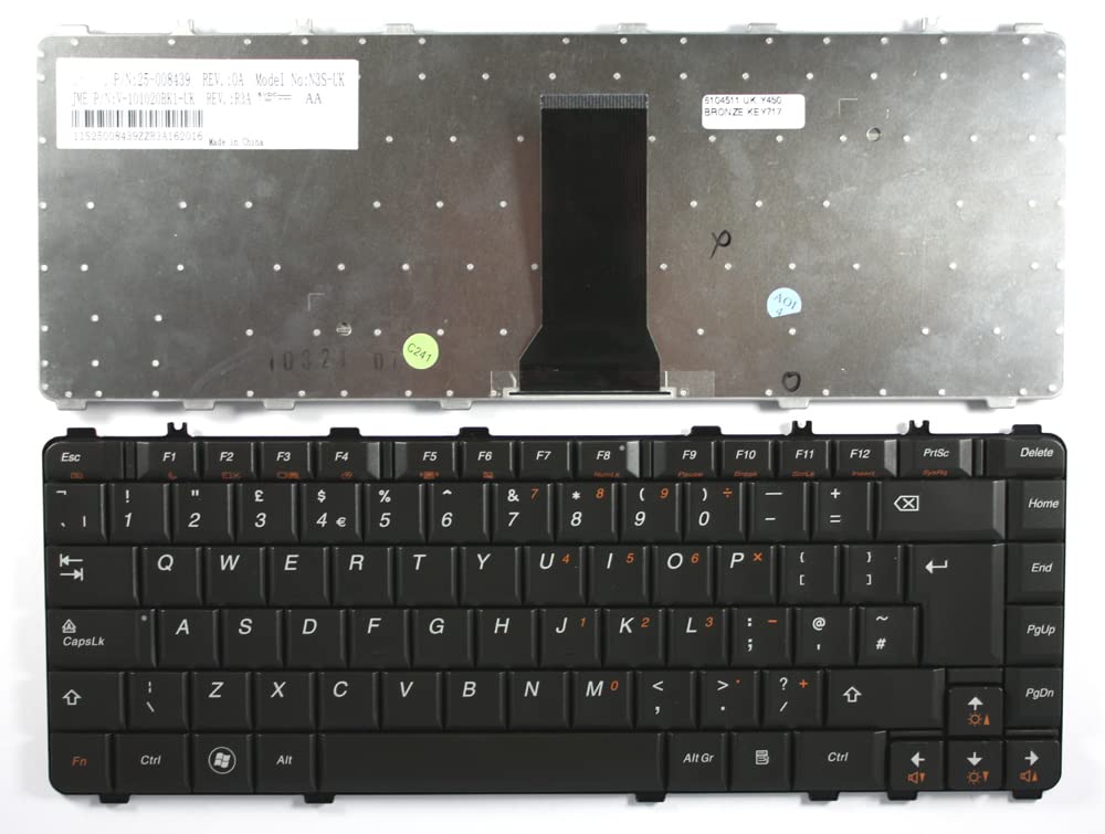 UK Layout Bronze Replacement Laptop Keyboard Compatible with Lenovo IdeaPad Y550A - Durable & Quiet Typing for Work, Gaming & Coding