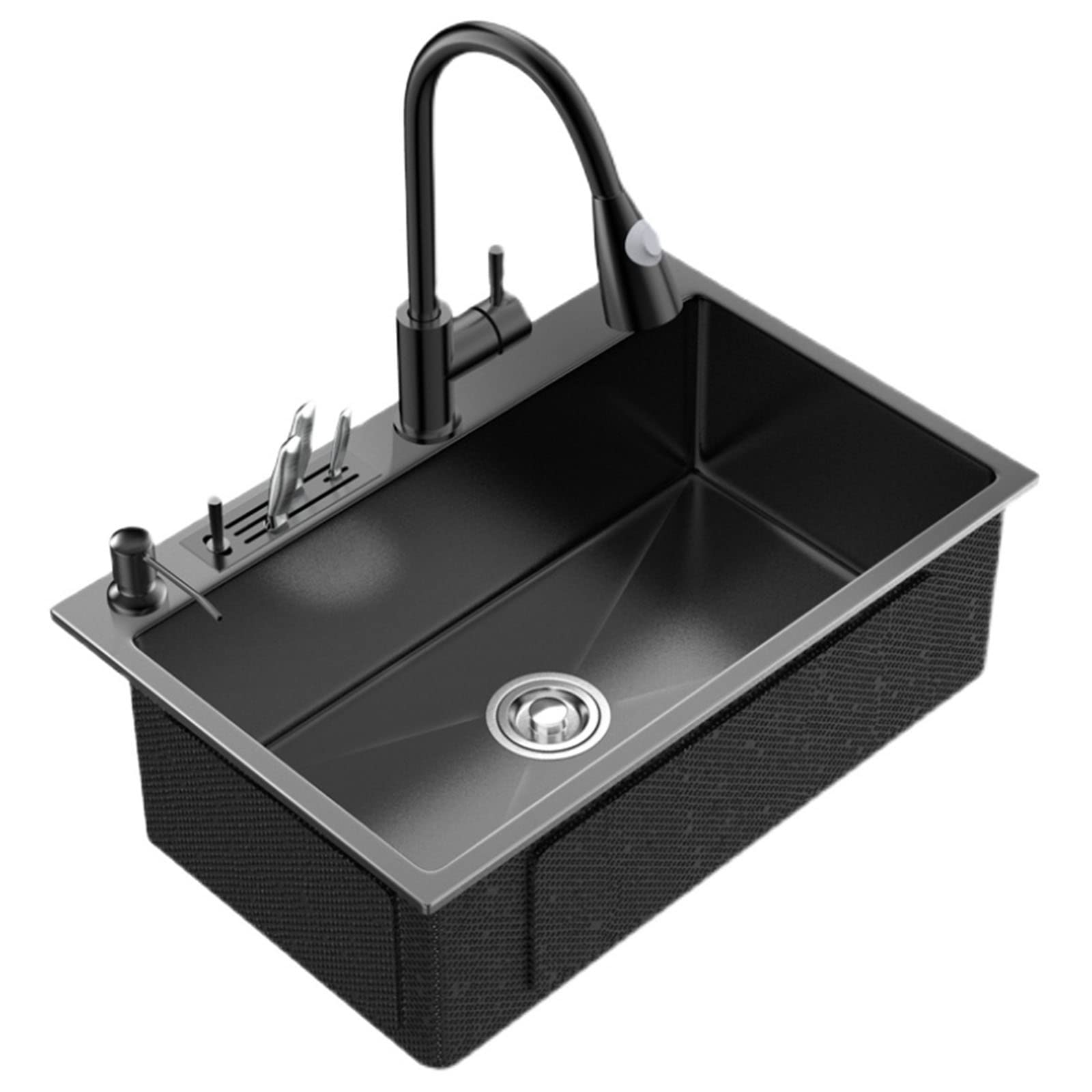 Large Single Bowl Kitchen Sink with Knife Holder | Handmade Stainless Steel Sink with Accessories | Perfect for Modern Homes & Restaurant Use