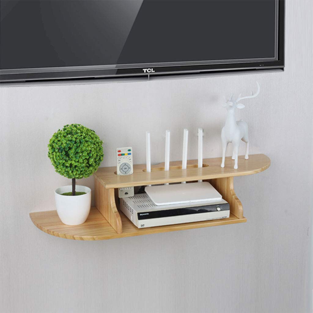 Wooden Router Storage Box & TV Wall Cabinet Set - 72cm Wall-Mounted Shelf for Cable Management & Set Top Box Organization | Perfect for Living Room, Bedroom & Home Theater Wire Finishing Rack (Primary Color)