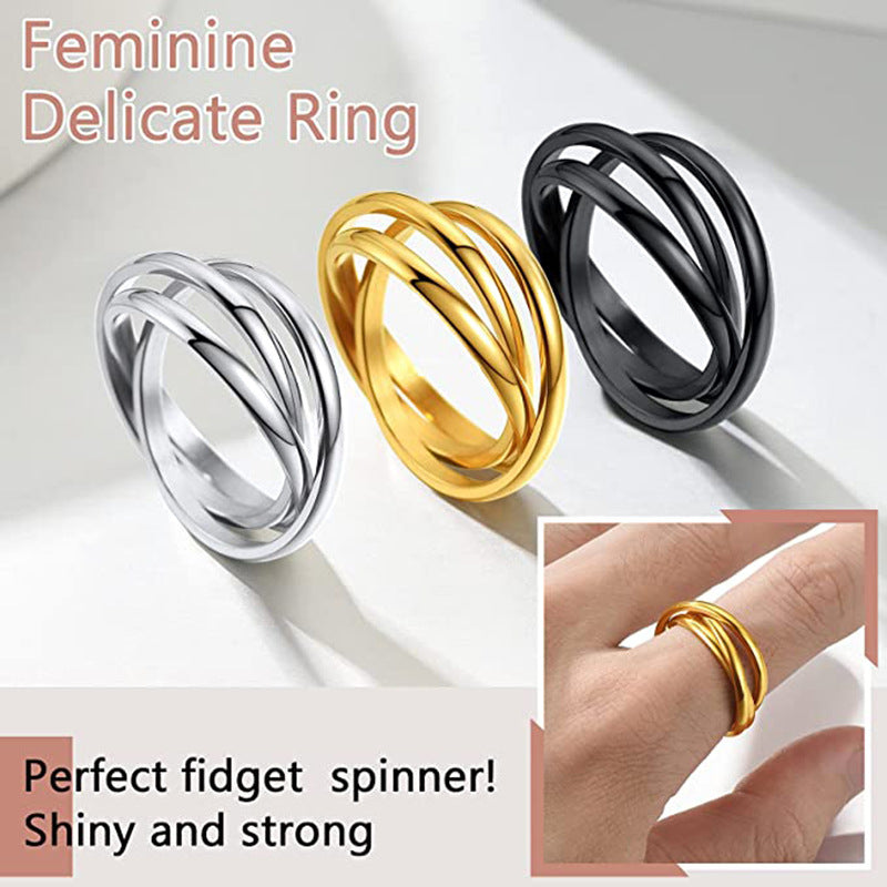 3-Piece Rotating Anxiety Relief Rings for Women - Couple Matching Geometric Jewelry Set, Stress Relief Fidget Spinner Rings for Adults - Perfect for Gifts, Therapy, and Everyday Wear