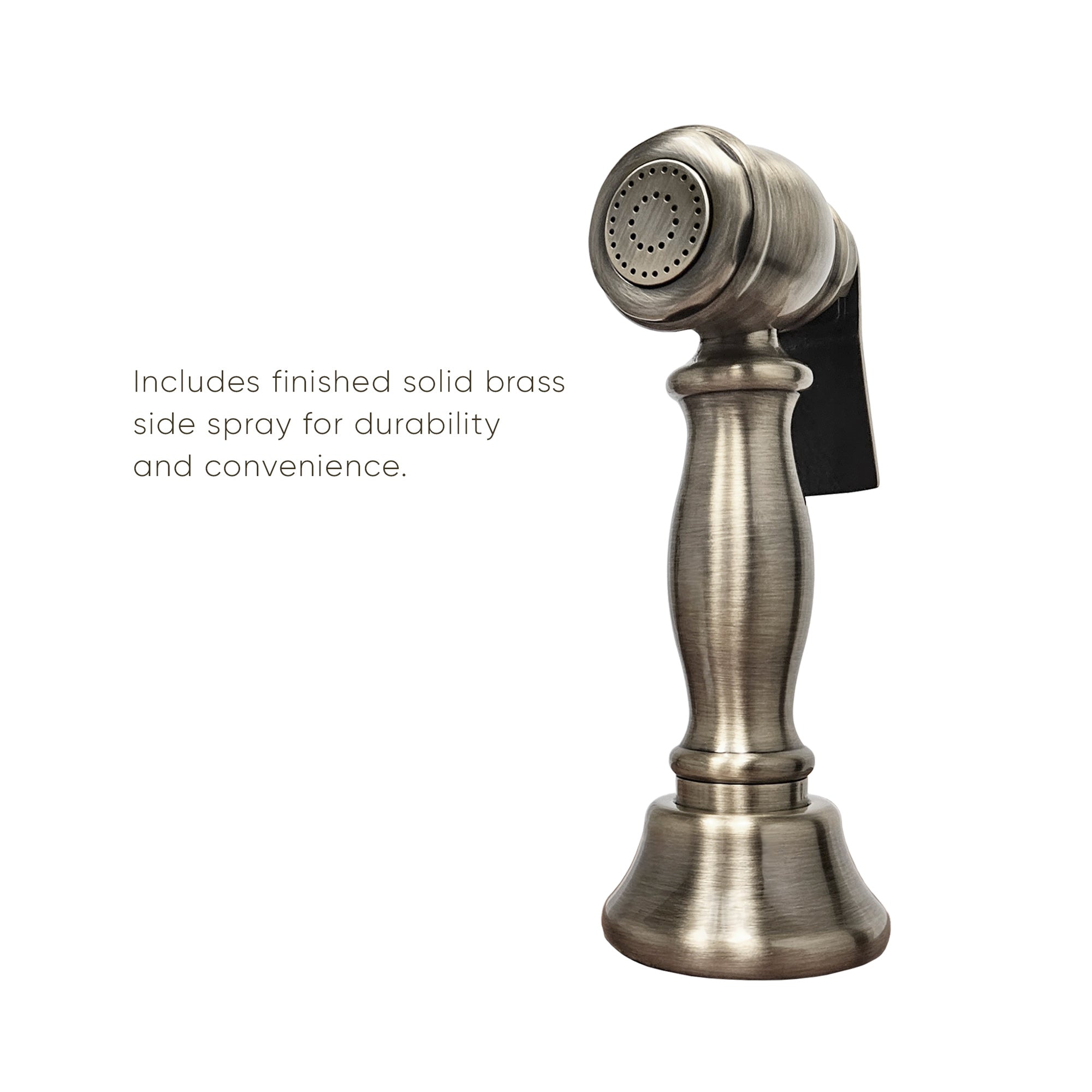 Premium Bridge Faucet with 360° Gooseneck Swivel Spout, Solid Brass Side Spray & Lever Handles - Modern Kitchen Sink Faucet for Farmhouse, RV & Commercial Use