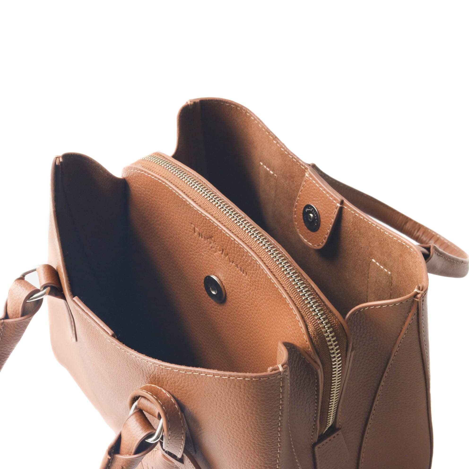 Emma Leather Satchel - Small Crossbody Bag for Women, Genuine Tan Leather Purse with Zipper Pocket, Handmade Shoulder Bag - Perfect for Work, Travel & Everyday Use