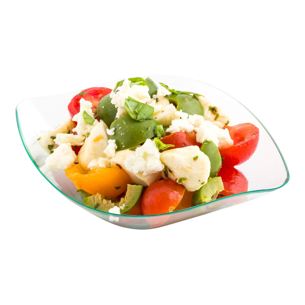 100 Seagreen Plastic 3.5 Inch Comma-Shaped Plates & 100 Silver Plastic 4 Inch Mini Forks - Perfect for Beach Parties, Picnics, and Outdoor Events