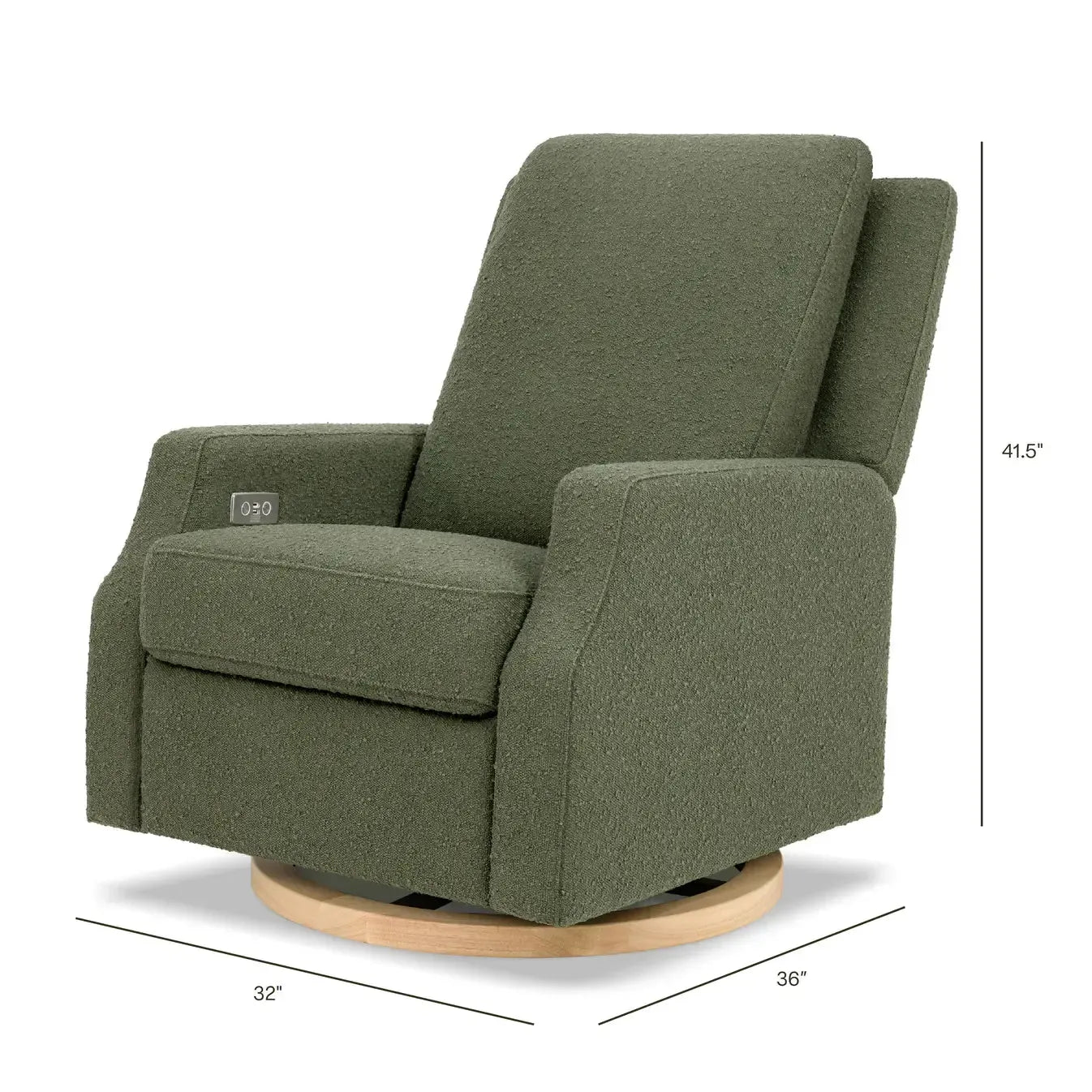 Namesake Crewe Electric Recliner & Swivel Glider Chair - Olive Boucle Fabric with Wood Base | Modern Living Room Furniture for Relaxing & Entertaining