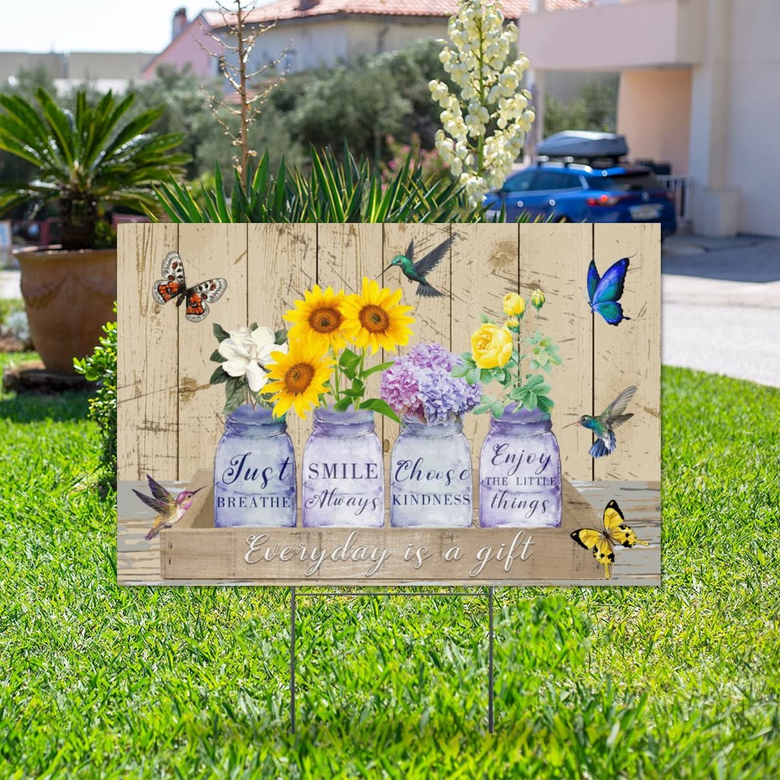 Floral Yard Signs Double-Sided 12x18in - Weather-Resistant Lawn Decor for Sales & Rent