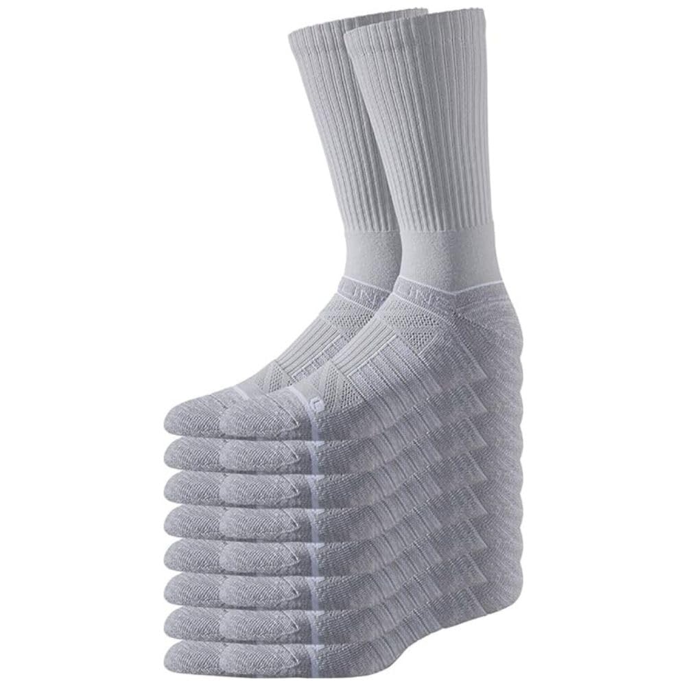 Strideline Basic Crew Socks 8-Pack - Quad-Ply Yarn Padding, Direct Compression & Zoned Cushioning for All-Day Comfort - Perfect for Running, Hiking, Workouts & Casual Wear