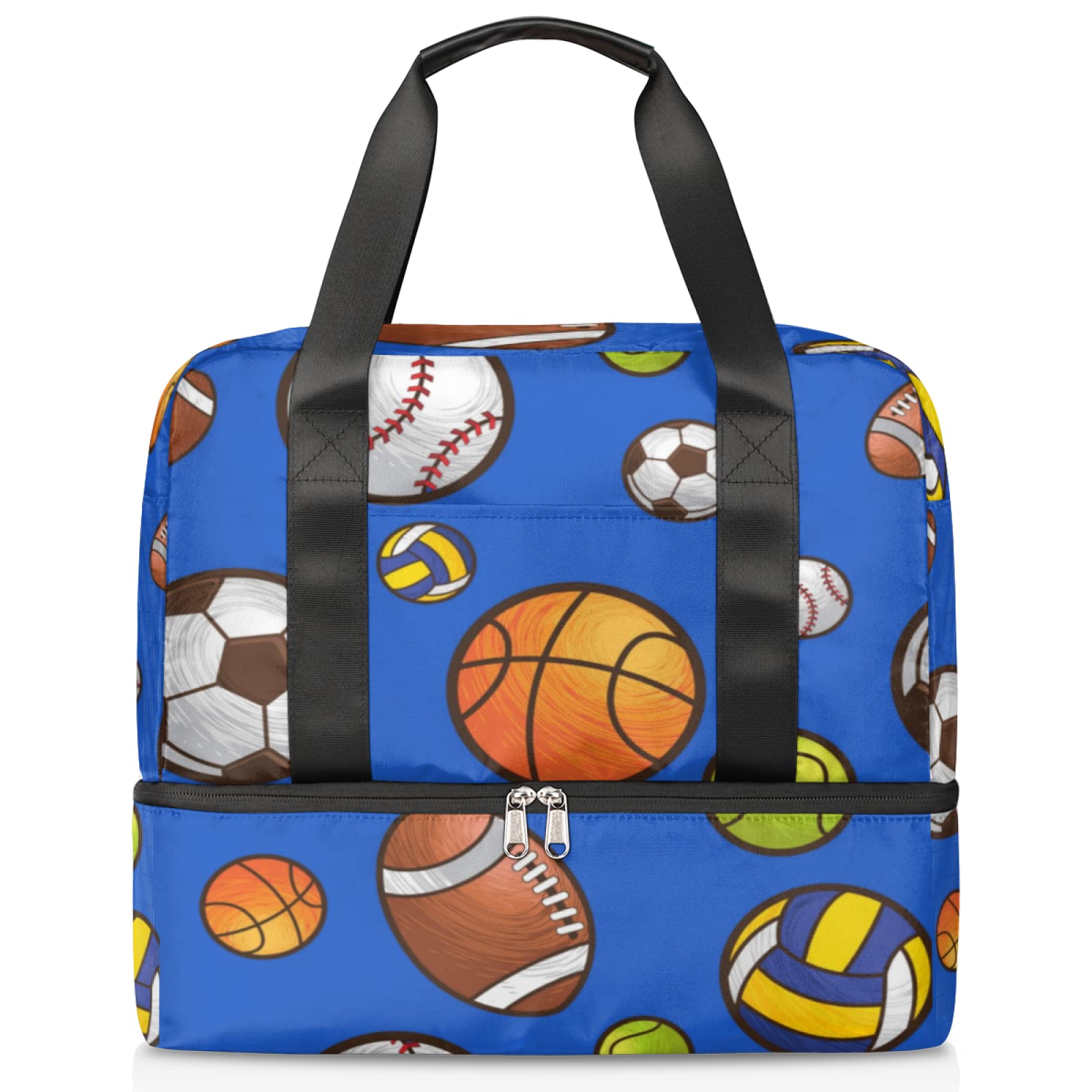 Waterproof Large Travel Duffel Bag with Wet Pocket & Shoe Compartment - Sport Gym Bag for Basketball Volleyball - Overnight Weekender Bag for Women & Men - Perfect for Gym, Travel, and Sports Trips