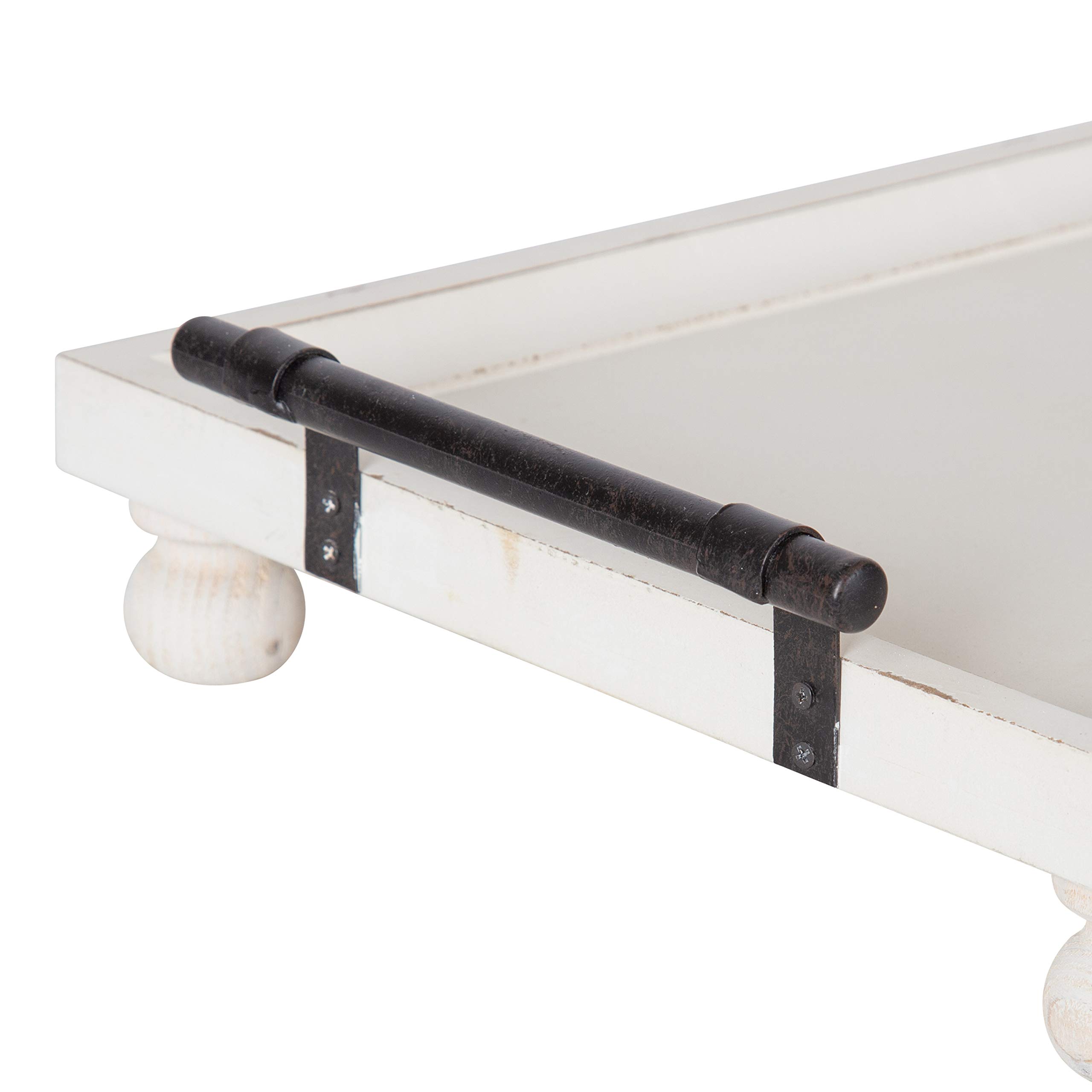 Kate and Laurel Bruillet Farmhouse Rectangular Wooden Tray - 12 x 16 Inch Rustic White Decorative Serving Tray for Coffee Table, Dining Table, and Home Decor
