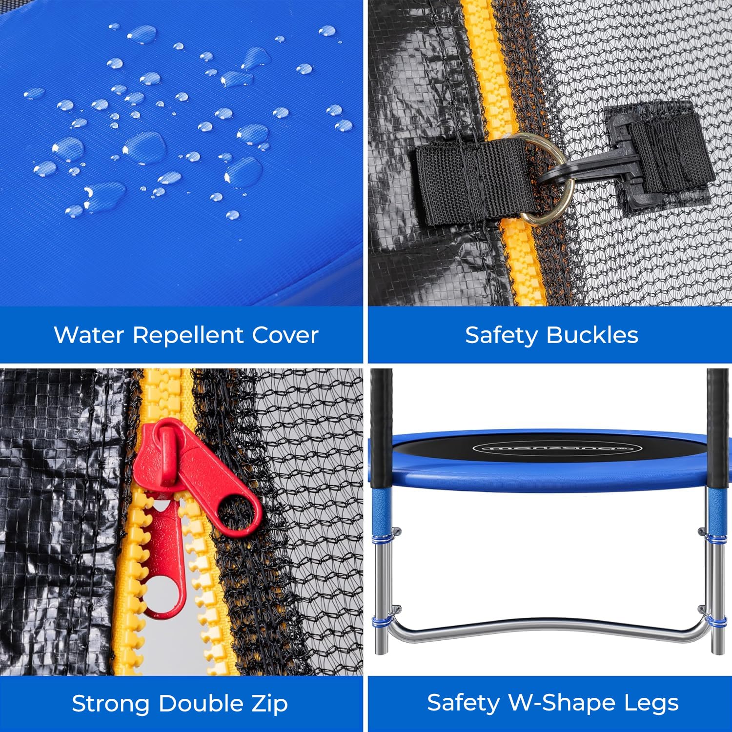 MONZANA® 6ft Trampoline with Safety Enclosure Net - 183cm Outdoor Trampoline Set Includes Ladder, Spring Tool & Edge Cover - Kids Backyard Trampoline for Garden, Playground & Outdoor Fun - Blue & Black