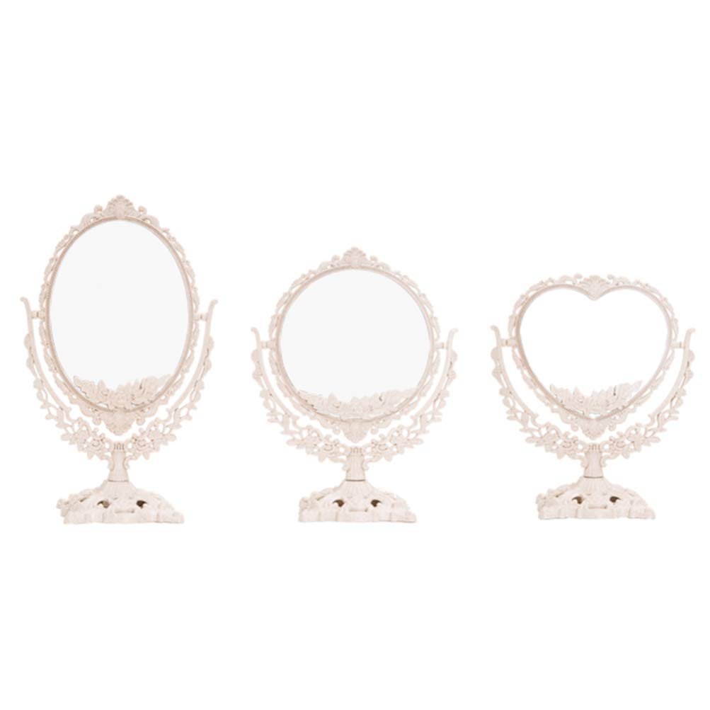 VOSAREA Double-Sided Antique Rotating Makeup Mirror - Vintage Vanity Tabletop Mirror with 360° Rotation for Dressing Room, Bedroom & Bathroom Decor - Perfect for Makeup, Skincare & Hair Styling