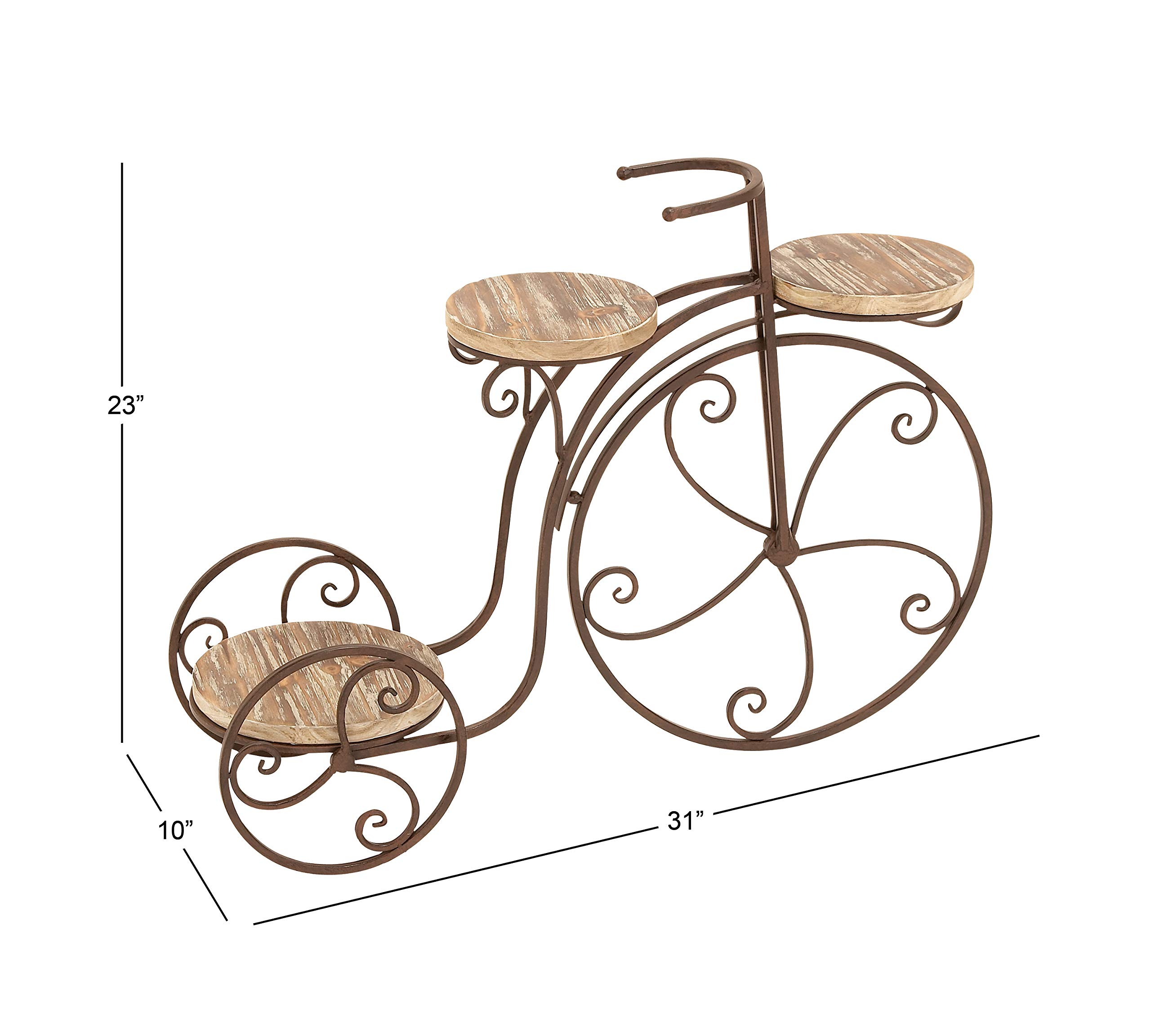 Deco 79 2-Tier Metal Bike Wall Shelf - Indoor Outdoor Plant Stand for Home & Garden Decor, 31