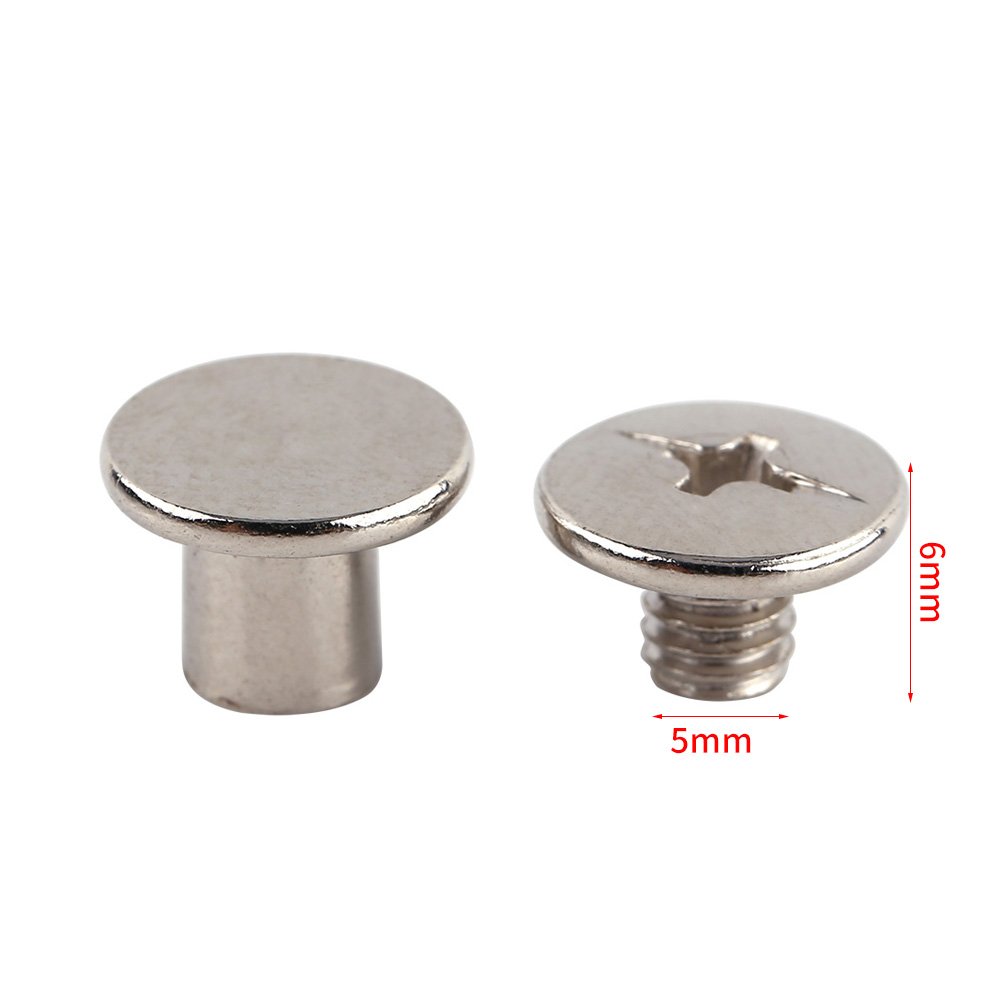 100pcs M5x6mm Nickel Binding Screws & Rivets for Photo Albums, Leather Craft, DIY Scrapbooking - Durable Fasteners for Bookbinding, Journals & Ledger Repair