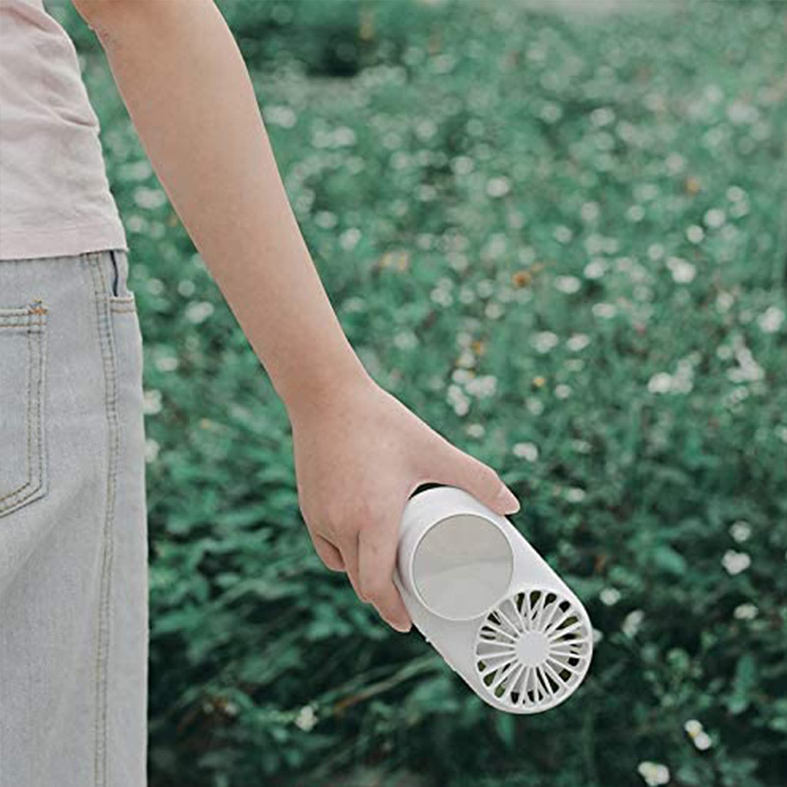 Oluote Portable Misting Mini USB Fan - Personal Cooling Fan with Spray Humidifier & Makeup Mirror, 2 Speed Levels, Ultra Quiet for Home, Office, Outdoor, Travel | Perfect for Summer, Camping, Makeup Touch-Ups & Desk Use