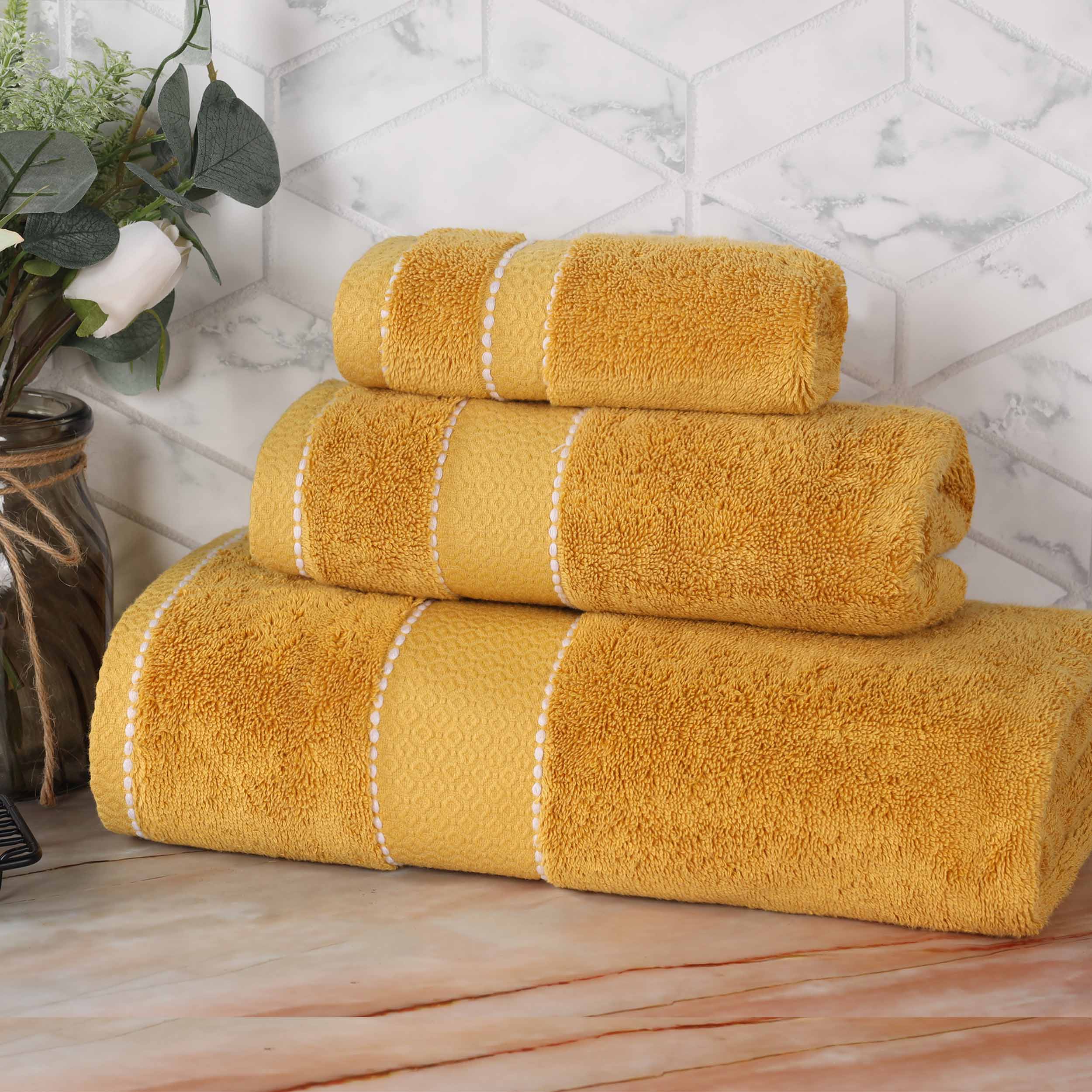 Premium 3-Piece Giza Cotton Towel Set - Ultra Absorbent & Soft Egyptian Dobby Weave - Perfect for Bath, Spa & Luxury Home Decor