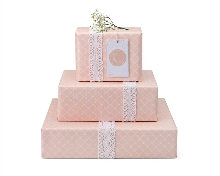 Love & Du'as Gift Wrap Blush - Elegant Pink Wrapping Paper for Wedding, Birthday & Special Occasions - Perfect for DIY Gift Boxes & Party Decorations