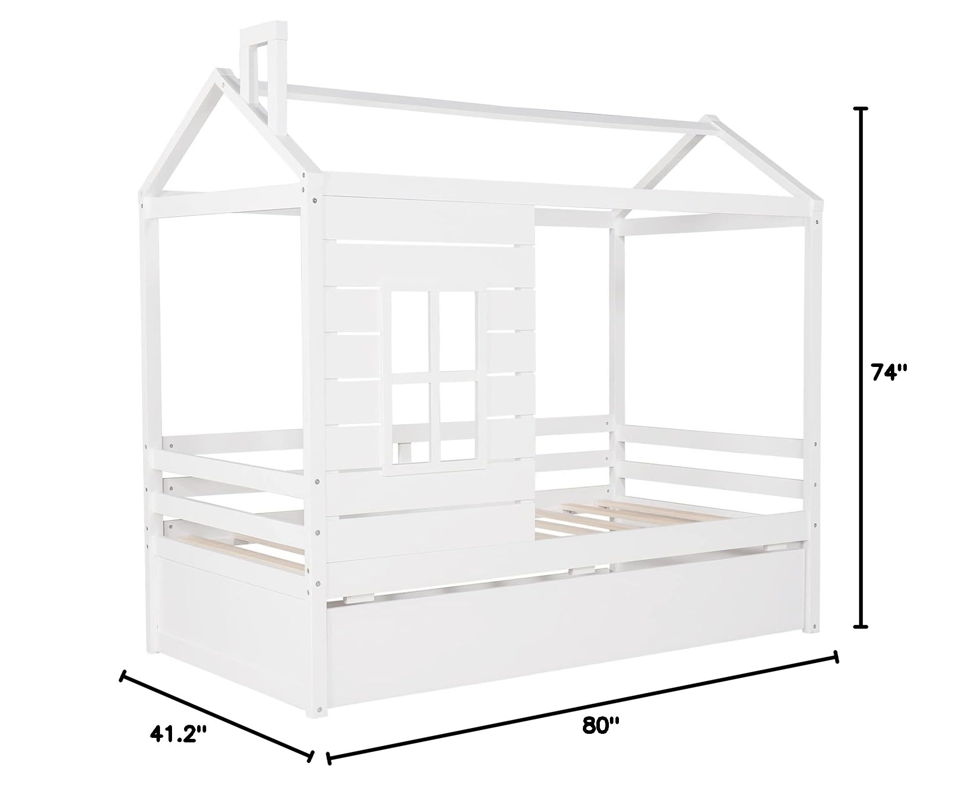 Merax Sturdy Wooden House Daybed Frame with Heavy-Duty Support Slats - No Box Spring Needed, Perfect for Kids & Teens Bedroom, Guest Room or Small Space