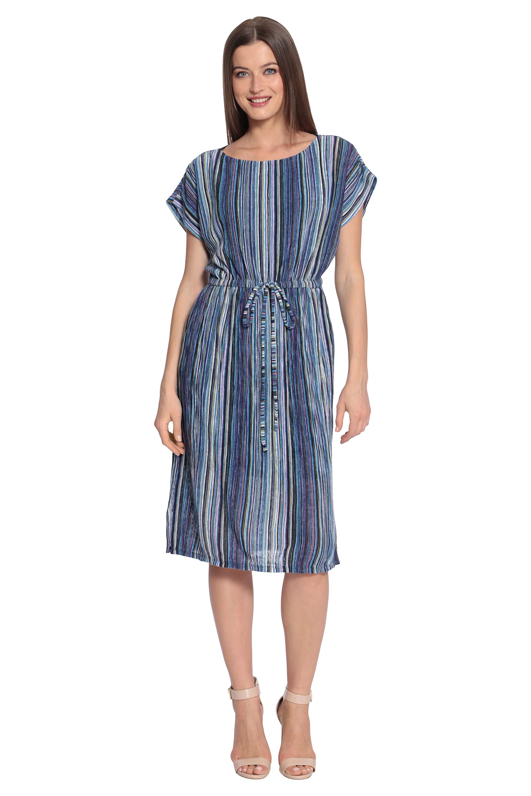 Maggy London Women's Striped Dolman Sleeve Elastic Waist Dress - Perfect for Office Wear, Cocktail Parties & Summer Outings