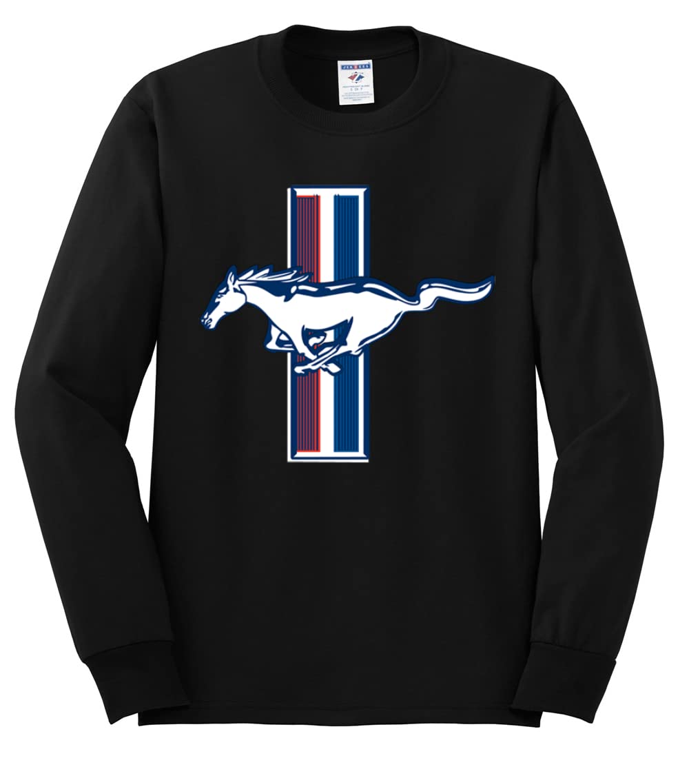 Vintage Ford Mustang Retro USA Logo Classic Bar Cars & Trucks Men's Long Sleeve T-Shirt - Perfect for Car Enthusiasts, Casual Wear & Automotive Events
