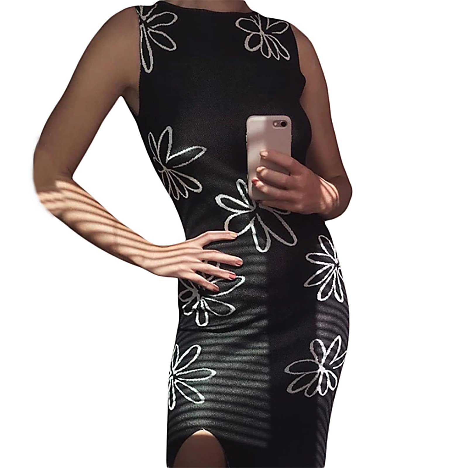 Sexy Backless Hollow Out Long Dress for Women - Spaghetti Strap Bandage Bodycon Maxi Dress with Sleeveless Knitted Split Design | Perfect for Beach Vacation, Date Night & Summer Party