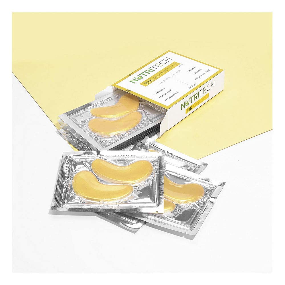 24K Gold Collagen Under Eye Patches - Anti-Aging Eye Mask Treatment for Puffy Eyes, Dark Circles & Wrinkles (10 Pairs) | Hydrating & Brightening Eye Care for Day & Night Use