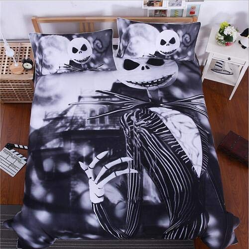 Vankie Nightmare Before Christmas 3-Piece Duvet Cover Set - Jack Skellington Themed Microfiber Bedding | Ultra Soft, Easy Care King Size Duvet Cover (No Comforter Included) | Perfect for Halloween, Christmas Decor & Tim Burton Fans