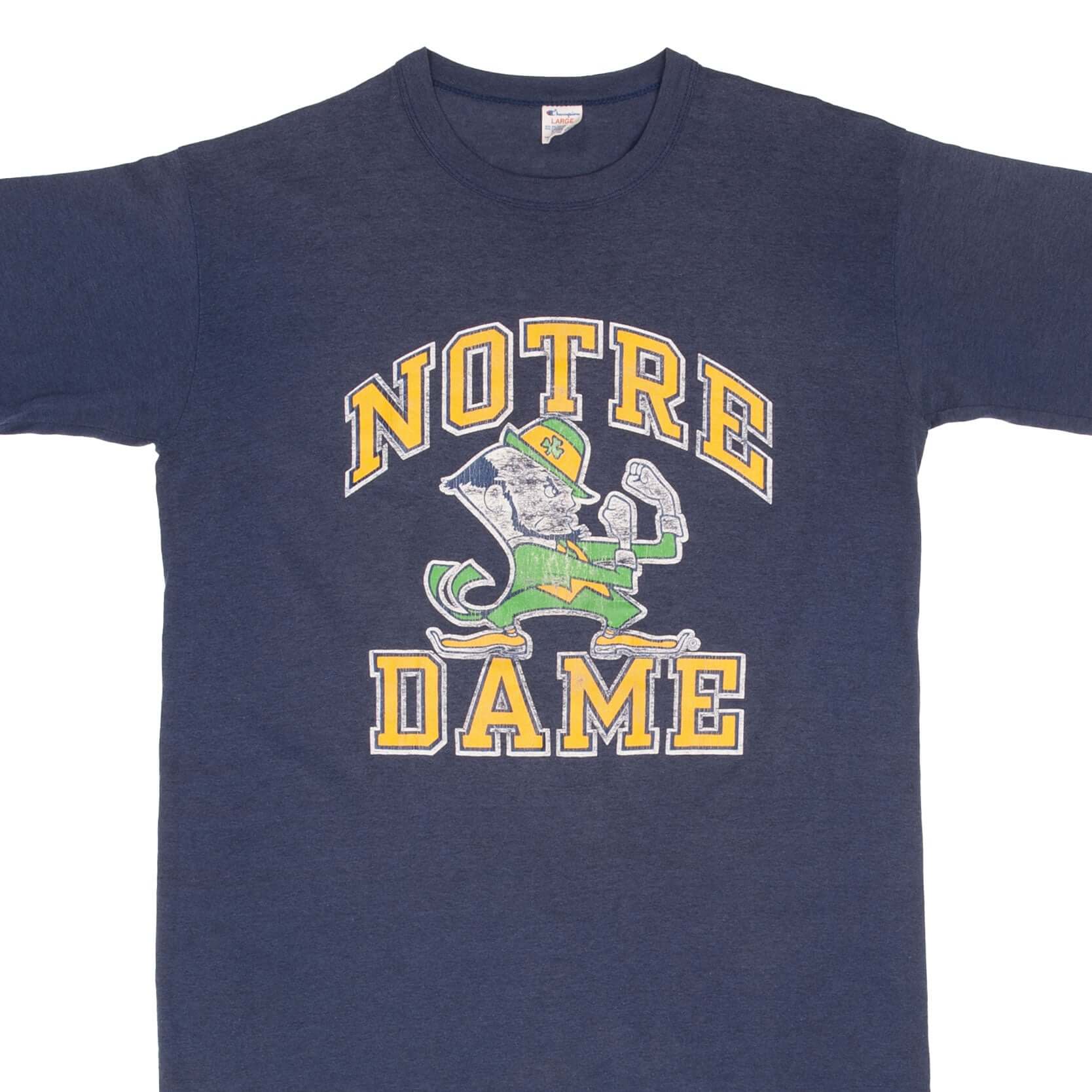 Vintage Champion Notre Dame University 1980s T-Shirt Medium - Made in USA - Retro College Style for Casual Wear & Sports Fans